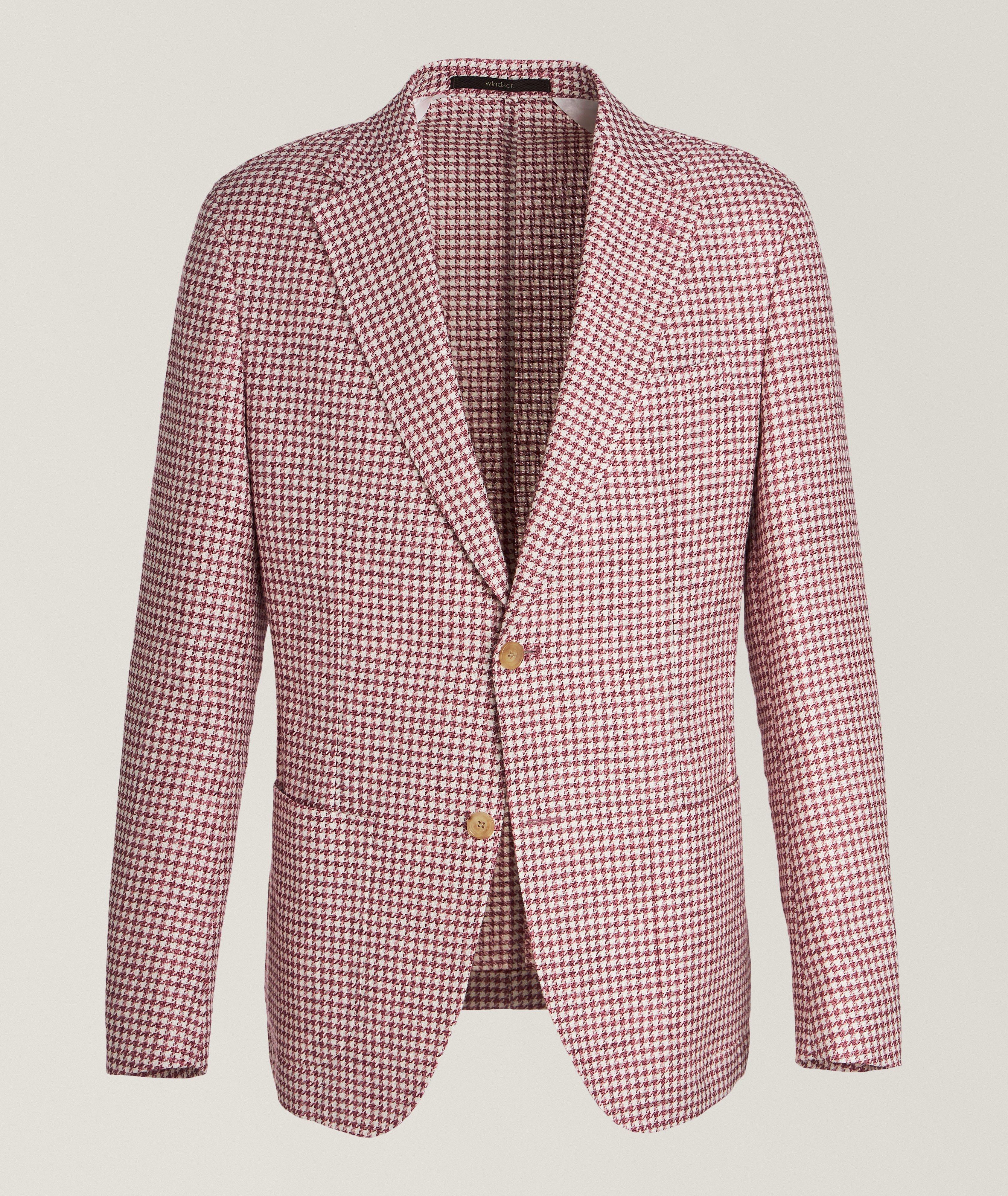 Miniature Houndstooth Wool-Linen Sport Jacket  image 0