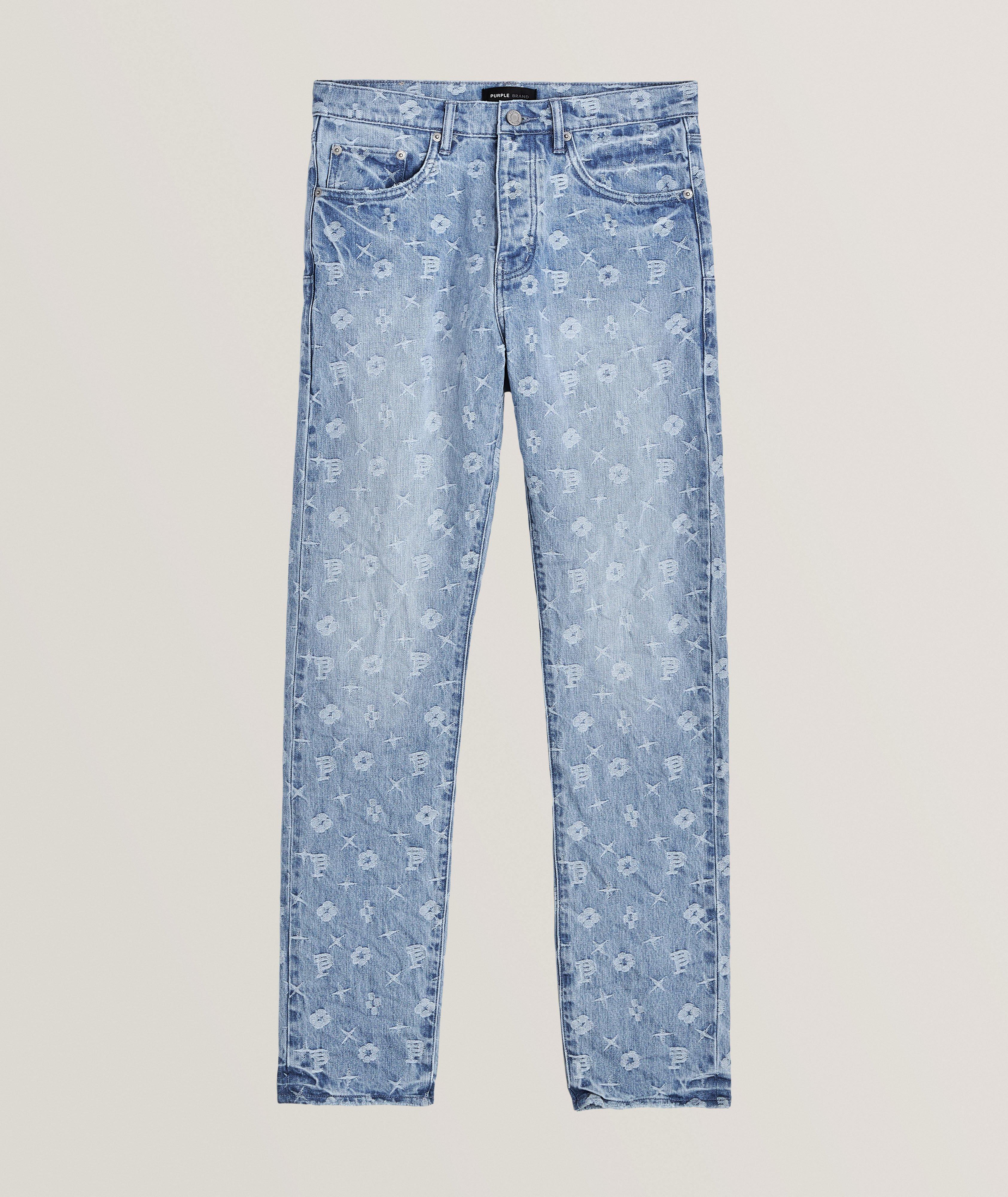 P005 Tonal Jacquard Stretch-Cotton Jeans image 0