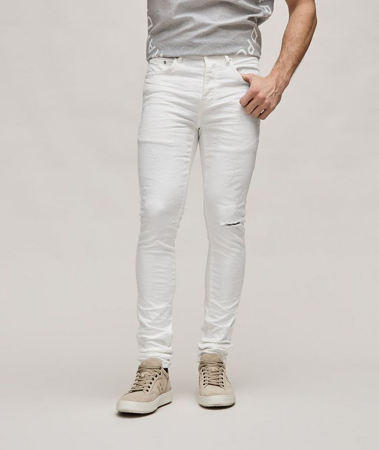 P001 Tonal Jacquard Stretch-Cotton Jeans image 2