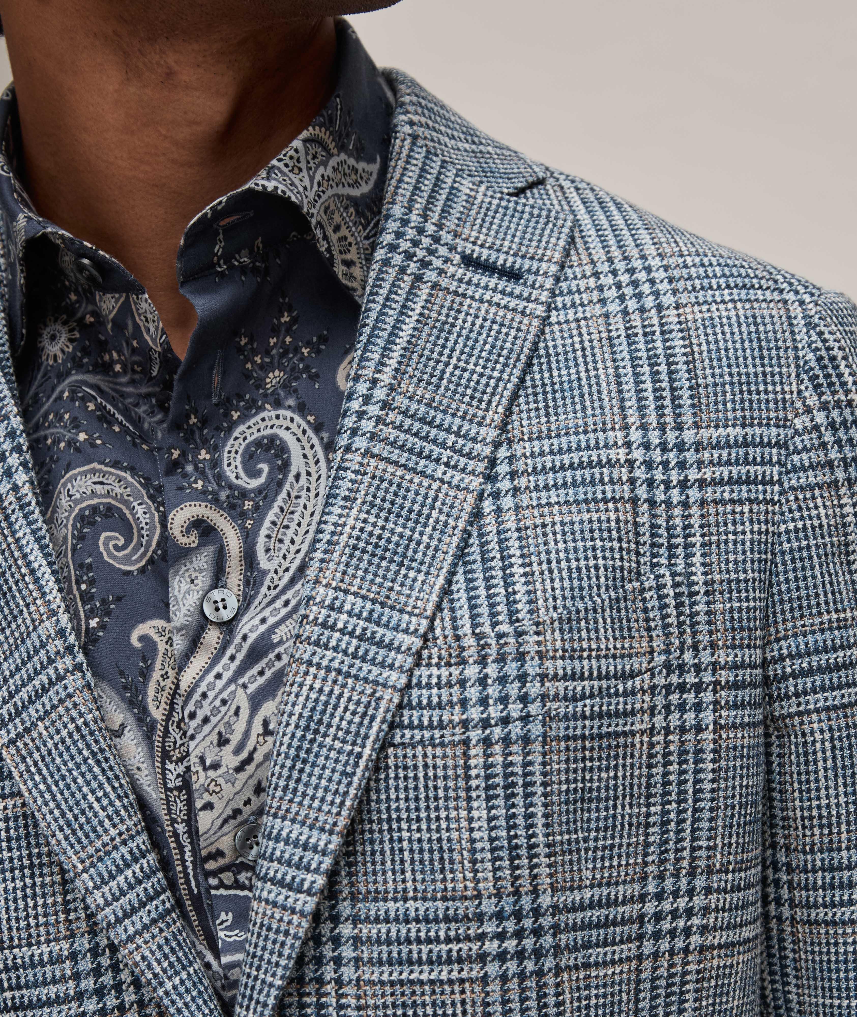 Checkered Cotton, Linen & Wool Sport Jacket