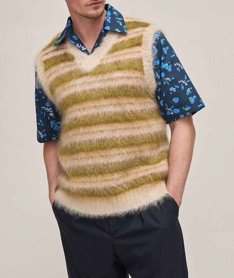 Striped Fuzzy Mohair-Blend Vest  image 1