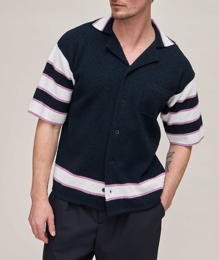 Striped Terry Cotton-Blend Knit Shirt image 1