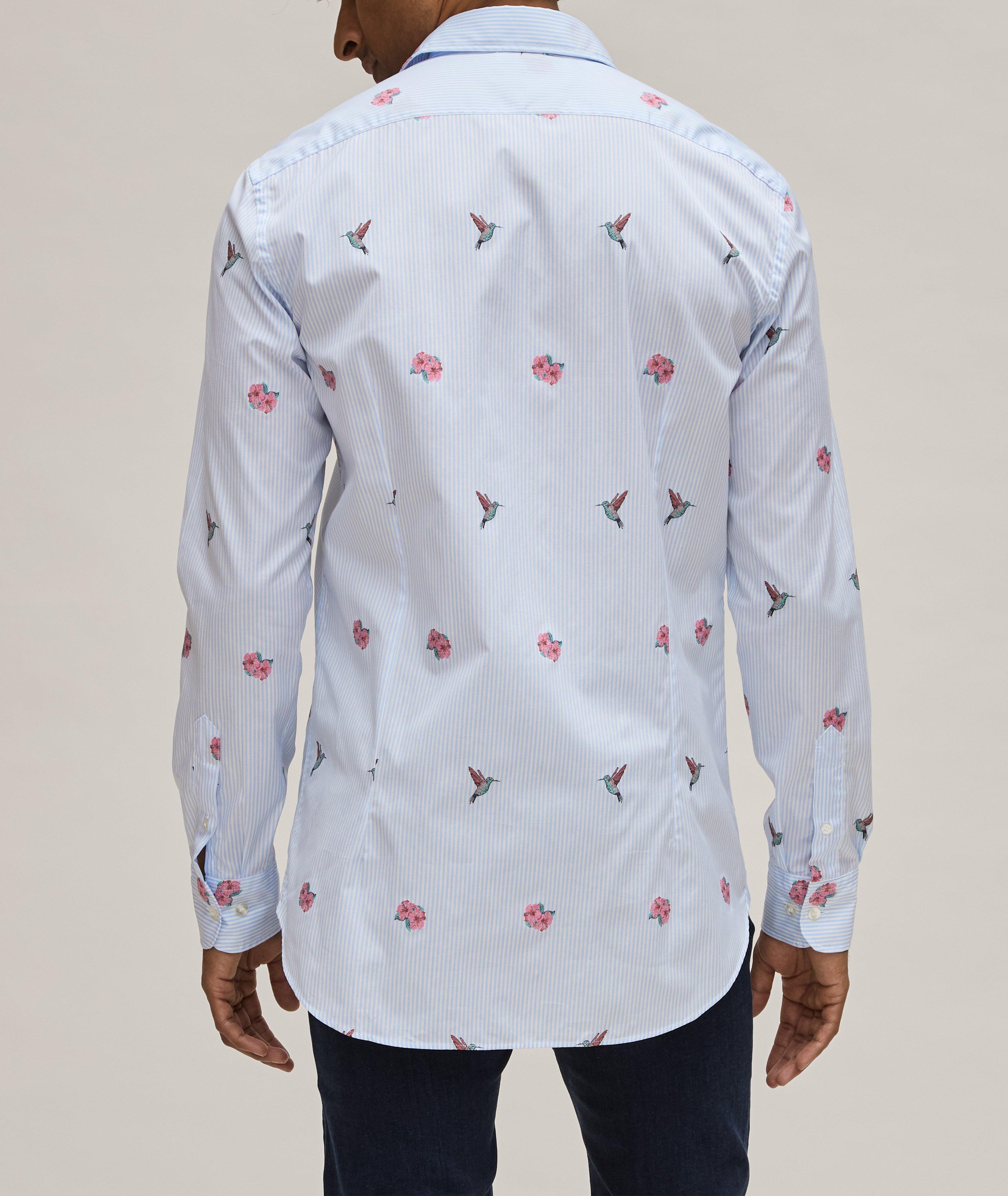 Chemise décontractée à rayures et à motif d’oiseaux image 2