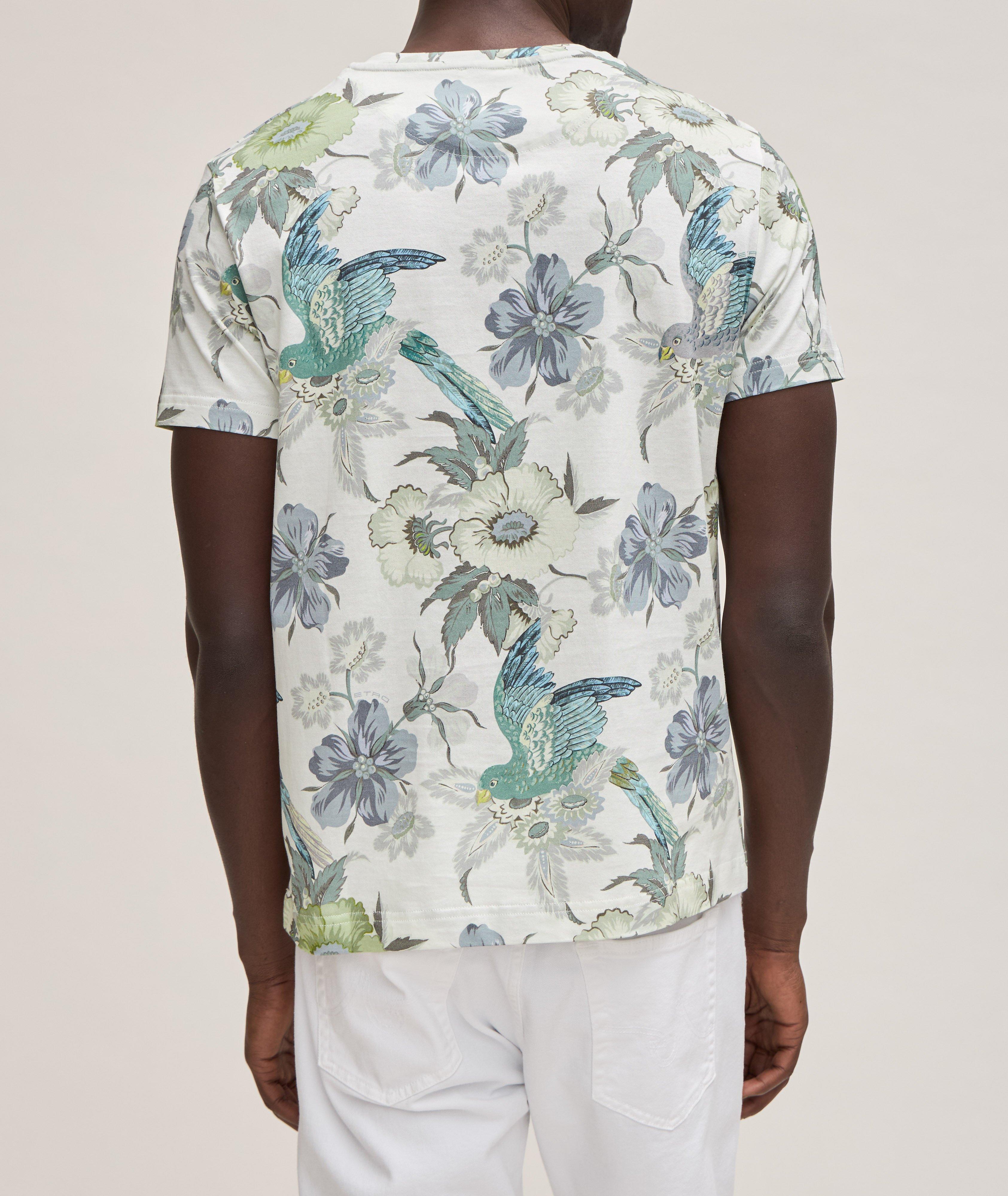 T-shirt en coton à motif de fleurs et d’oiseaux image 2