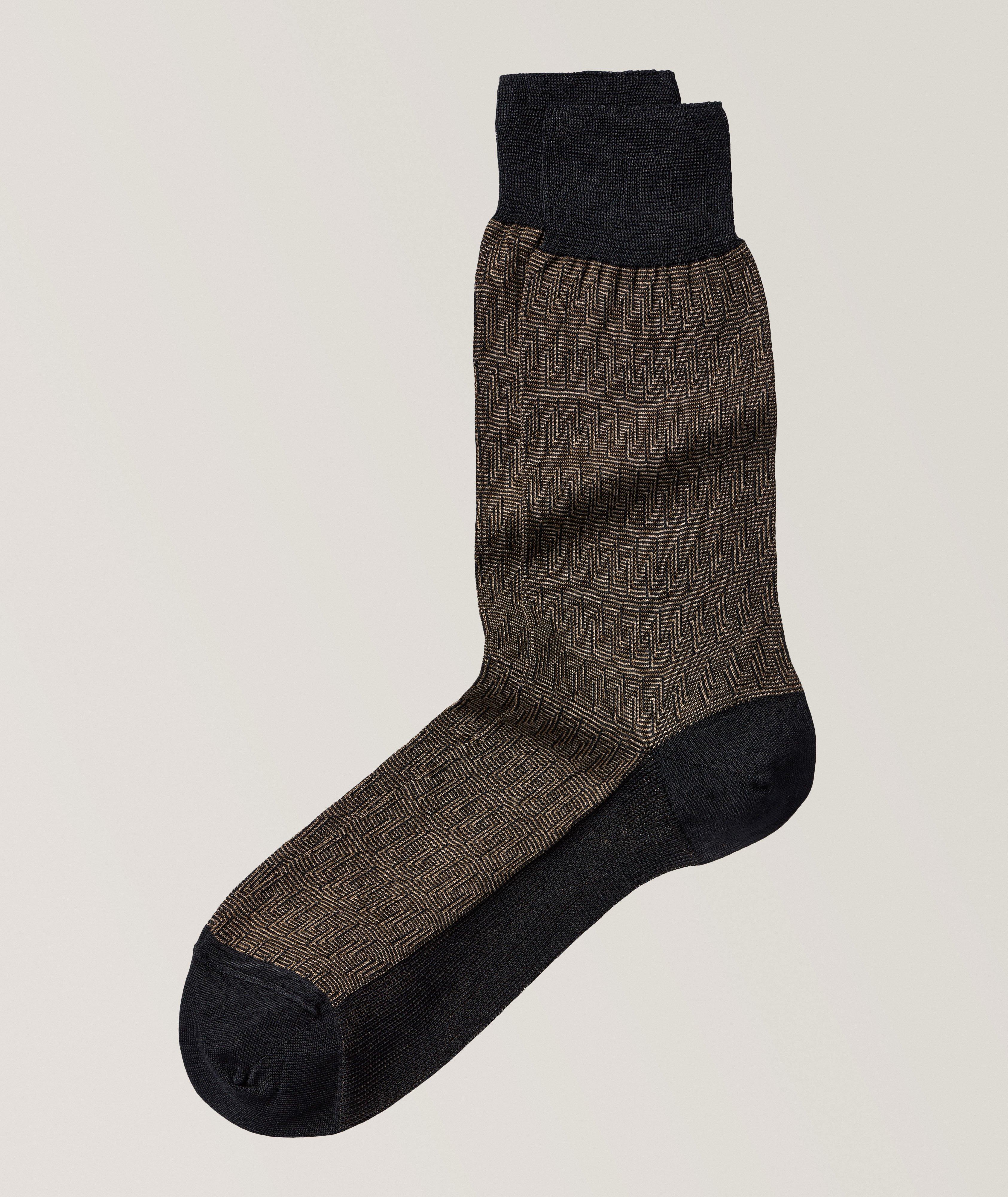 Geometric Cotton-Blend Dress Socks image 0