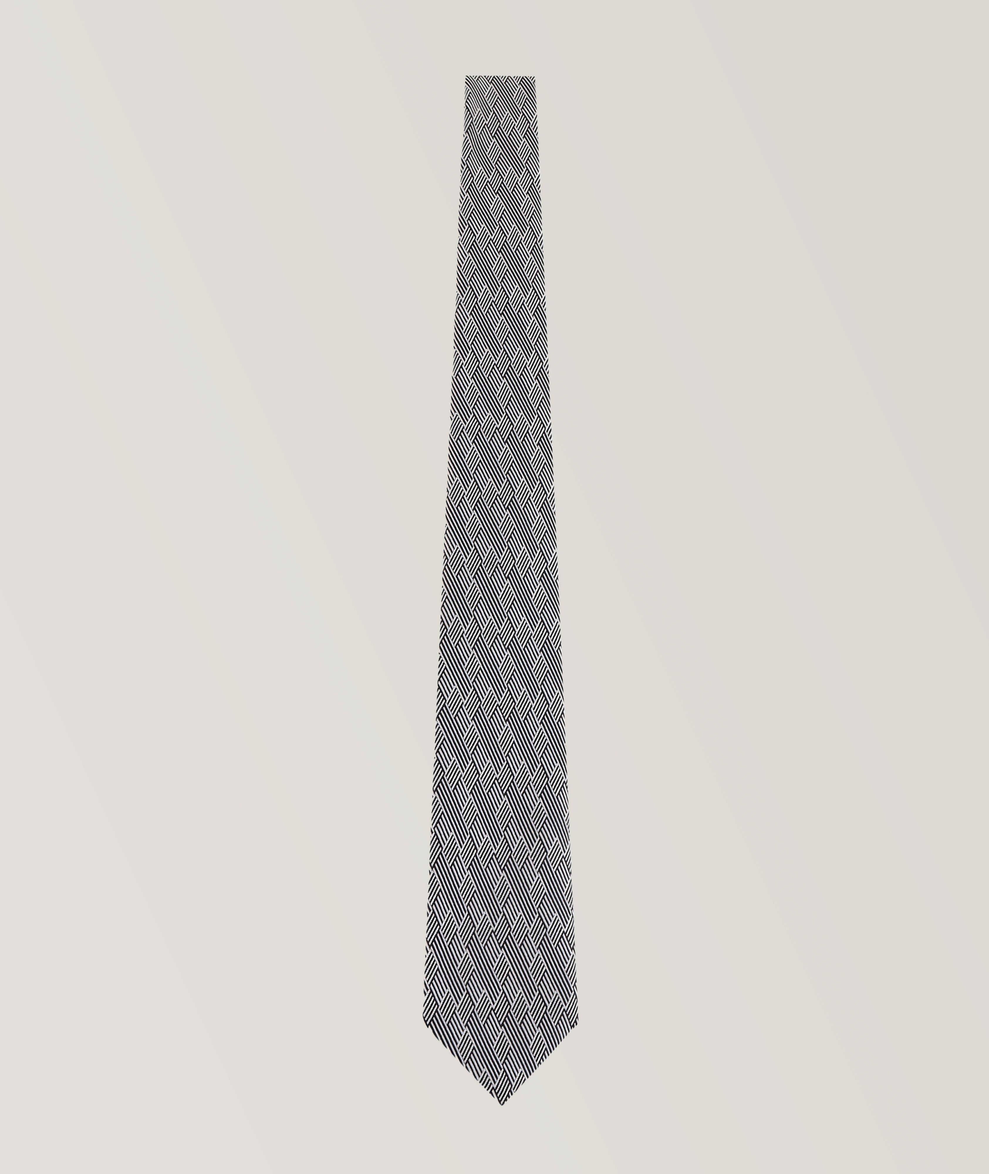 Jacquard Op-Art Motif Silk Tie image 0