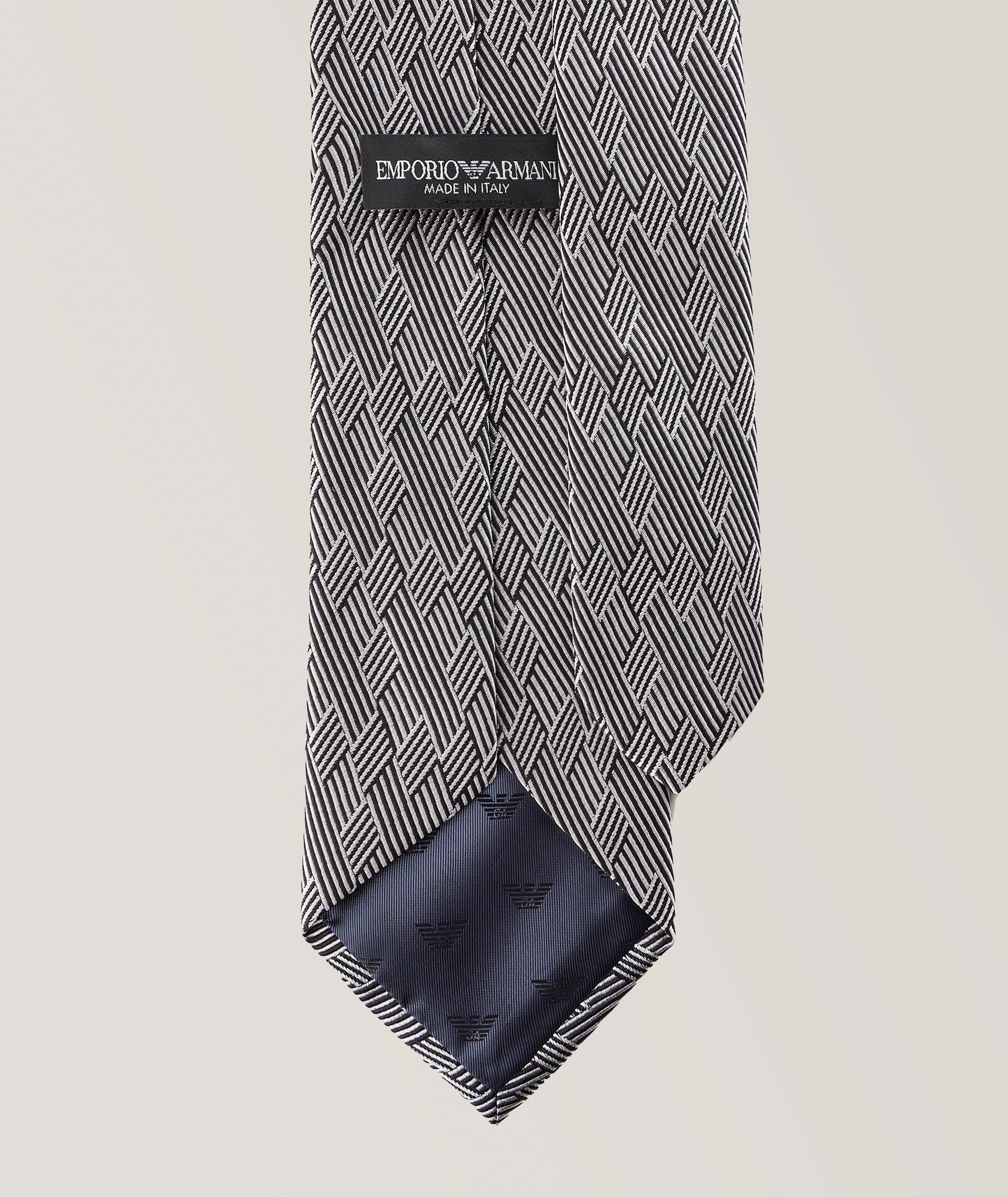 Jacquard Op-Art Motif Silk Tie image 1