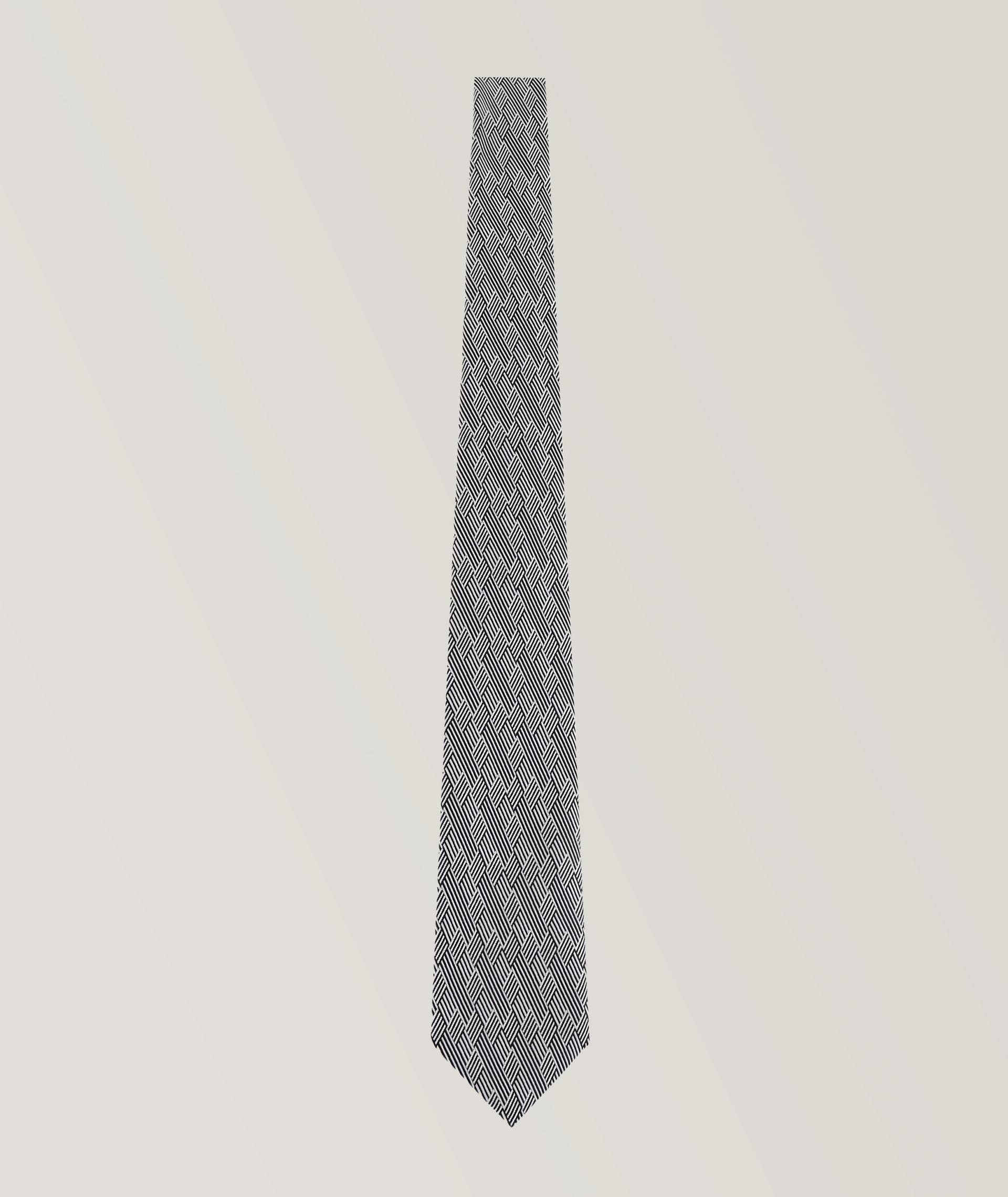 Jacquard Op-Art Motif Silk Tie image 0