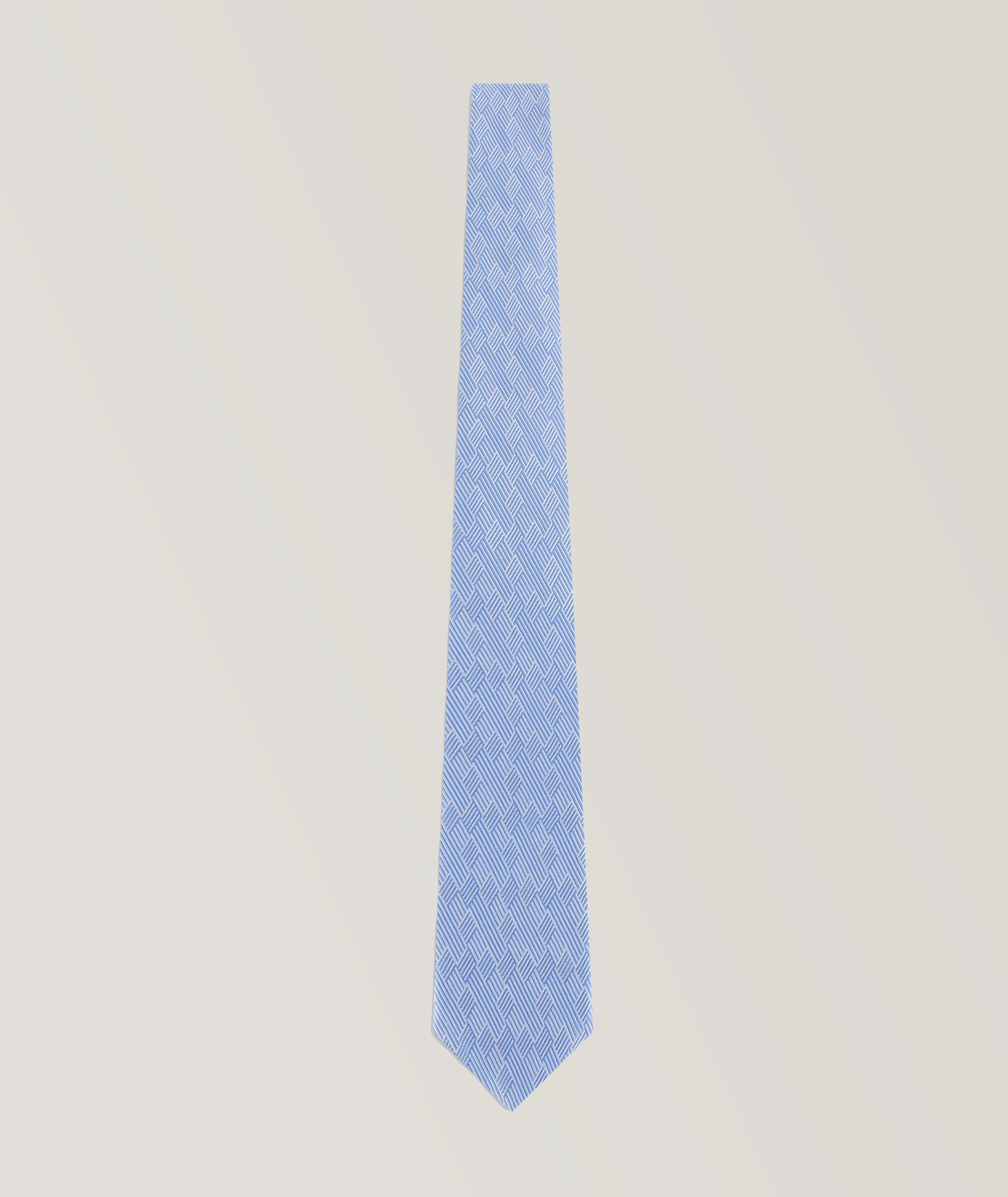 Jacquard Op-Art Motif Silk Tie image 0