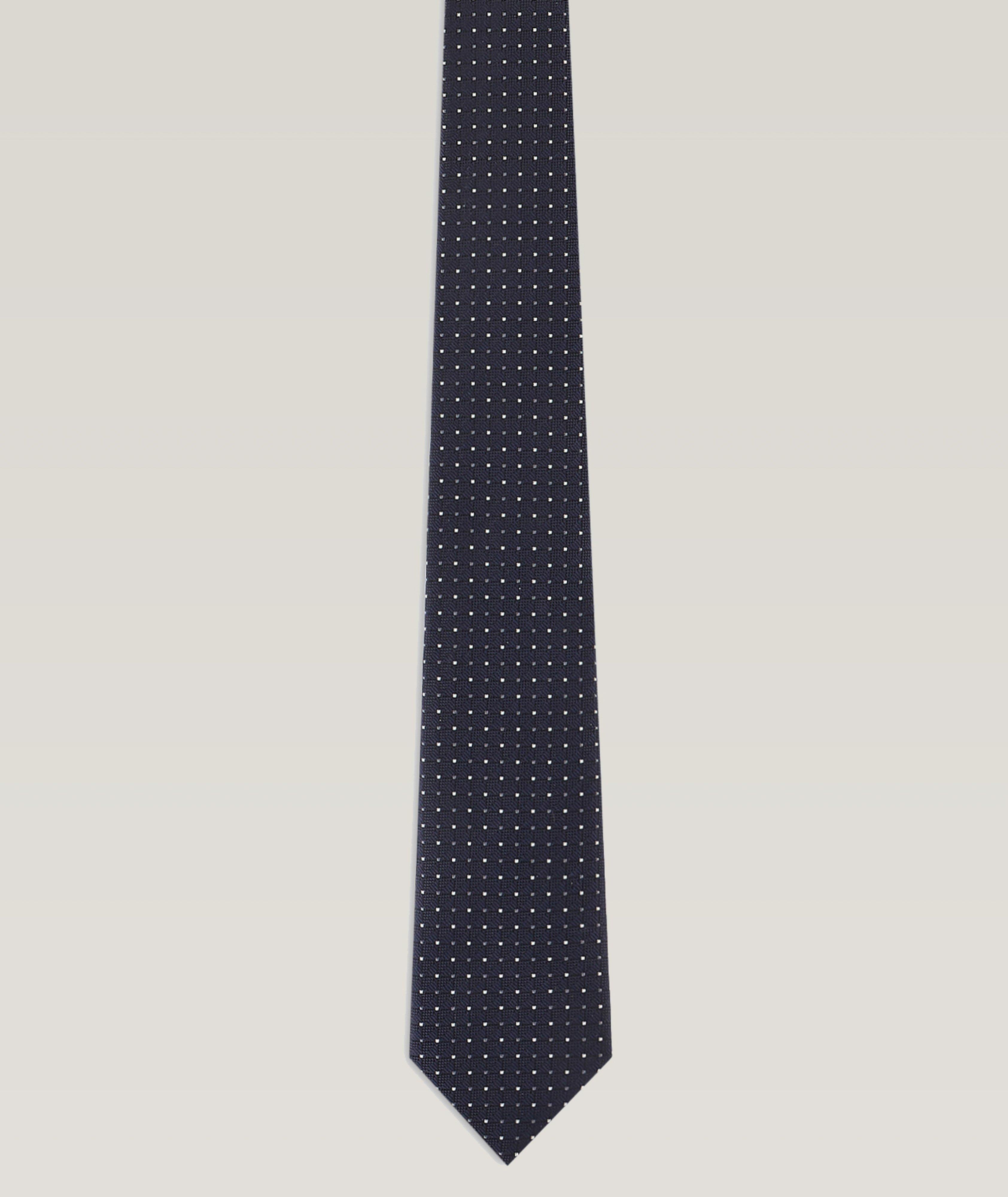 Cravate en soie à motif pointillé image 0