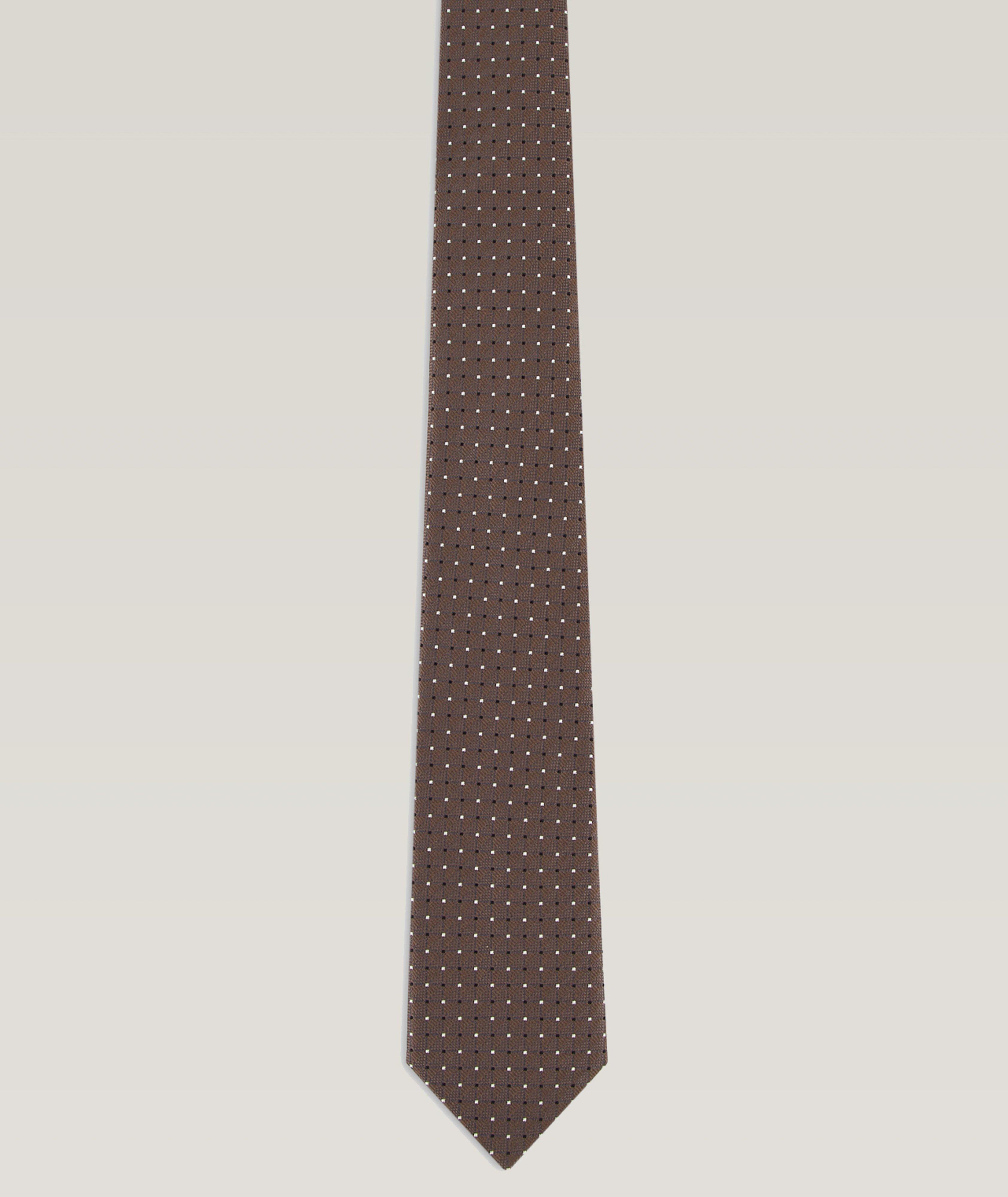 Micro-Dot Chevron Silk Jacquard Tie image 0