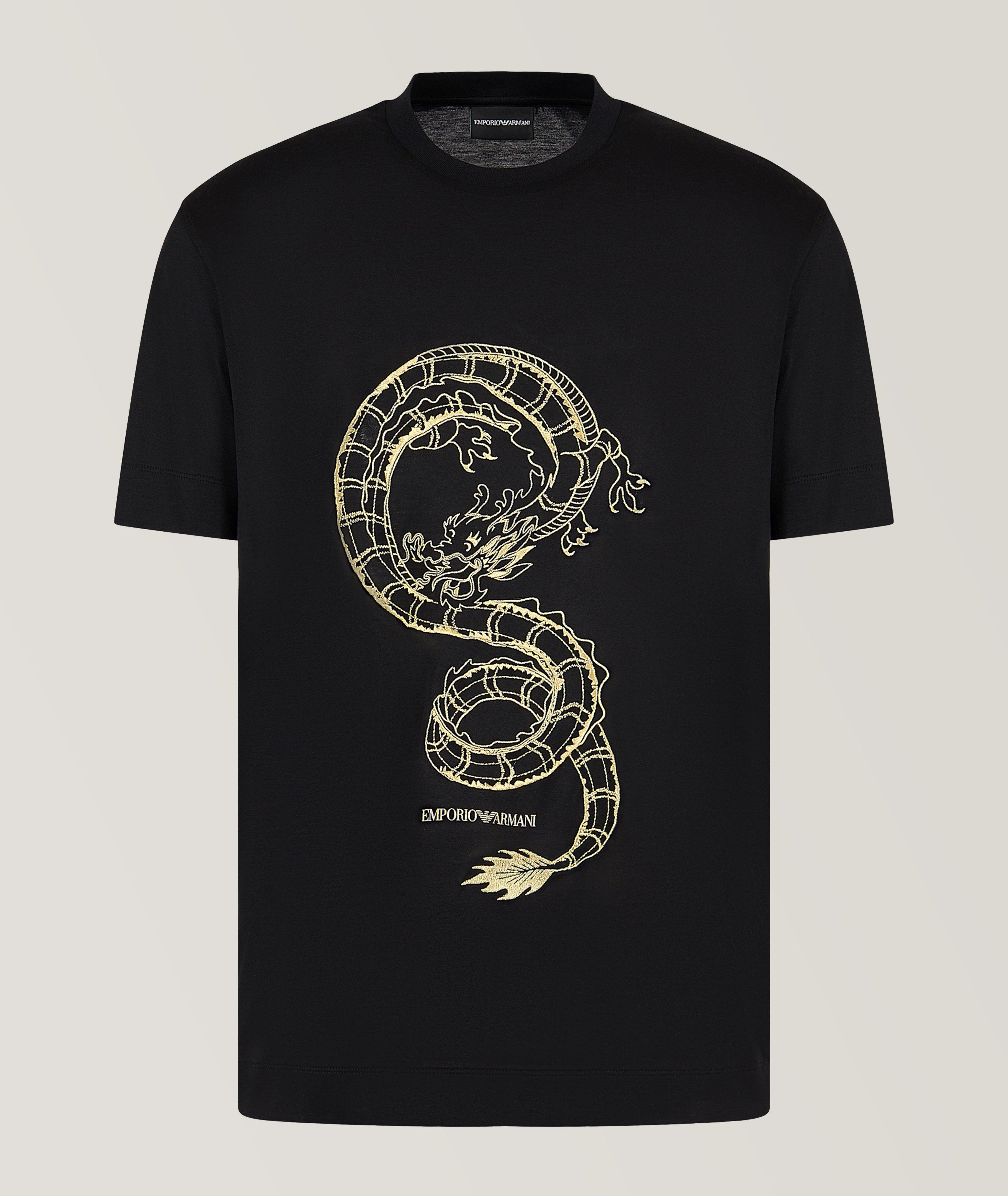Emporio Armani Lunar New Year Print Lyocell-Cotton T-Shirt | Sweaters ...