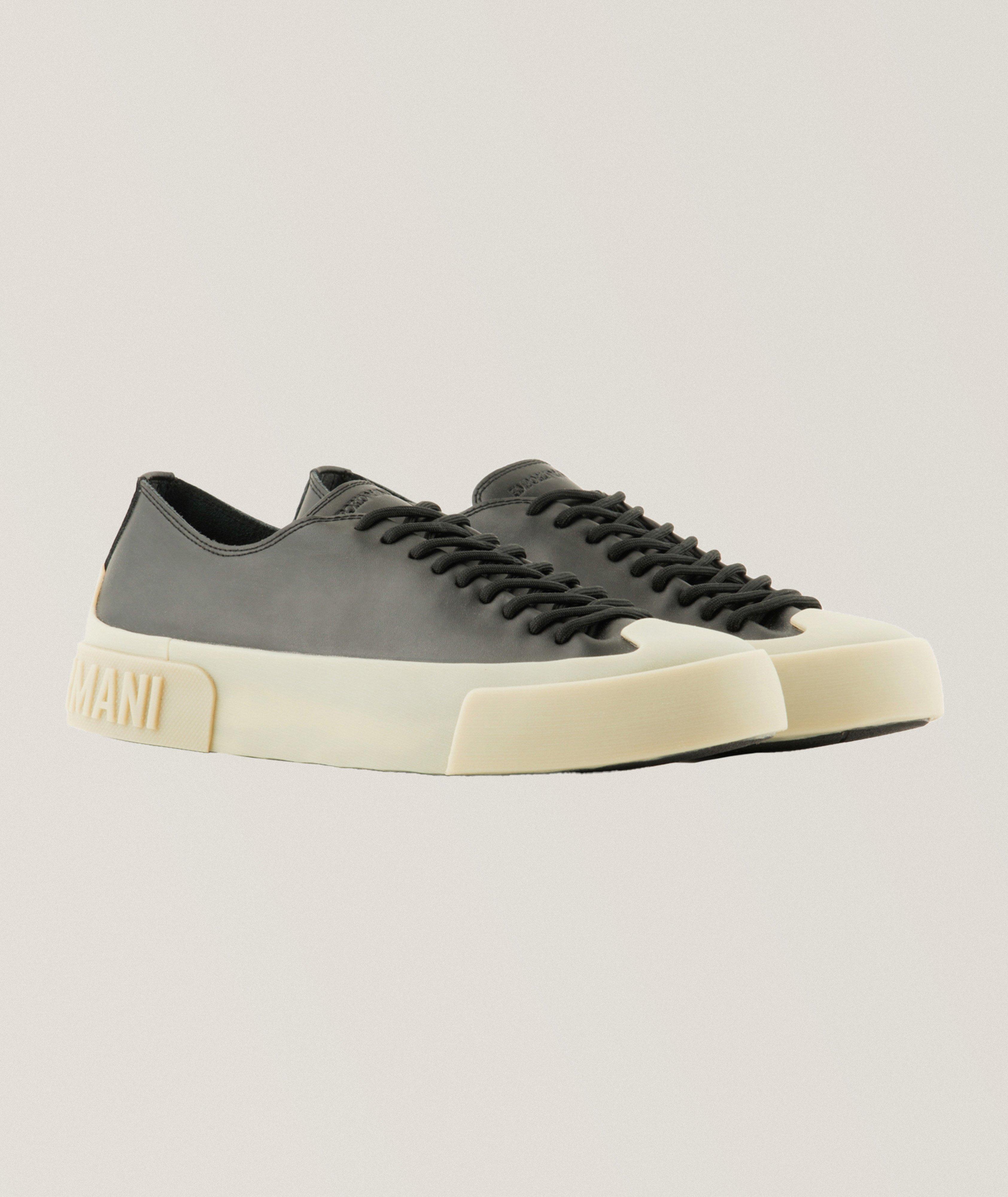 Logo Embossed Leather Sneakers image 1