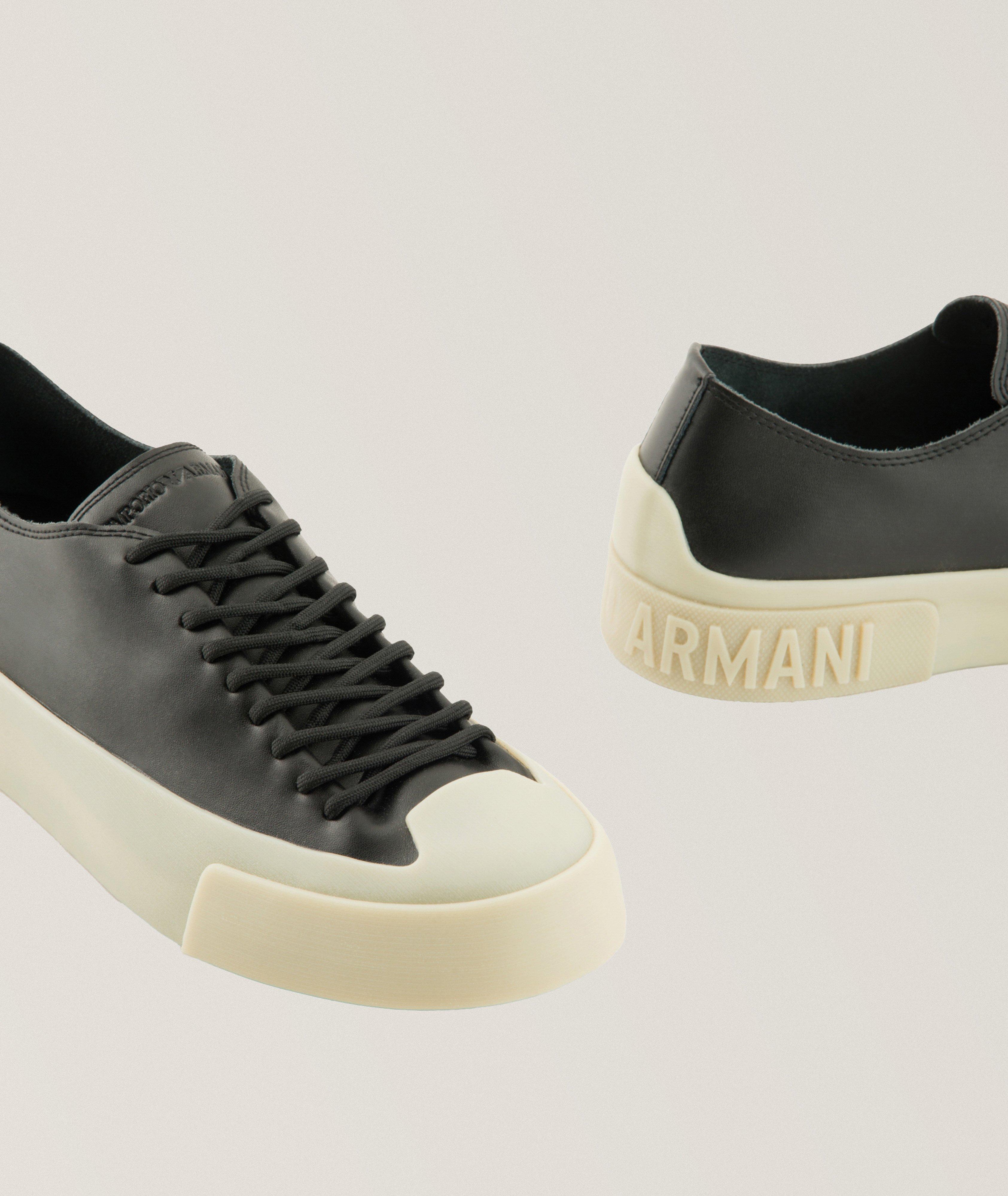 Logo Embossed Leather Sneakers image 4