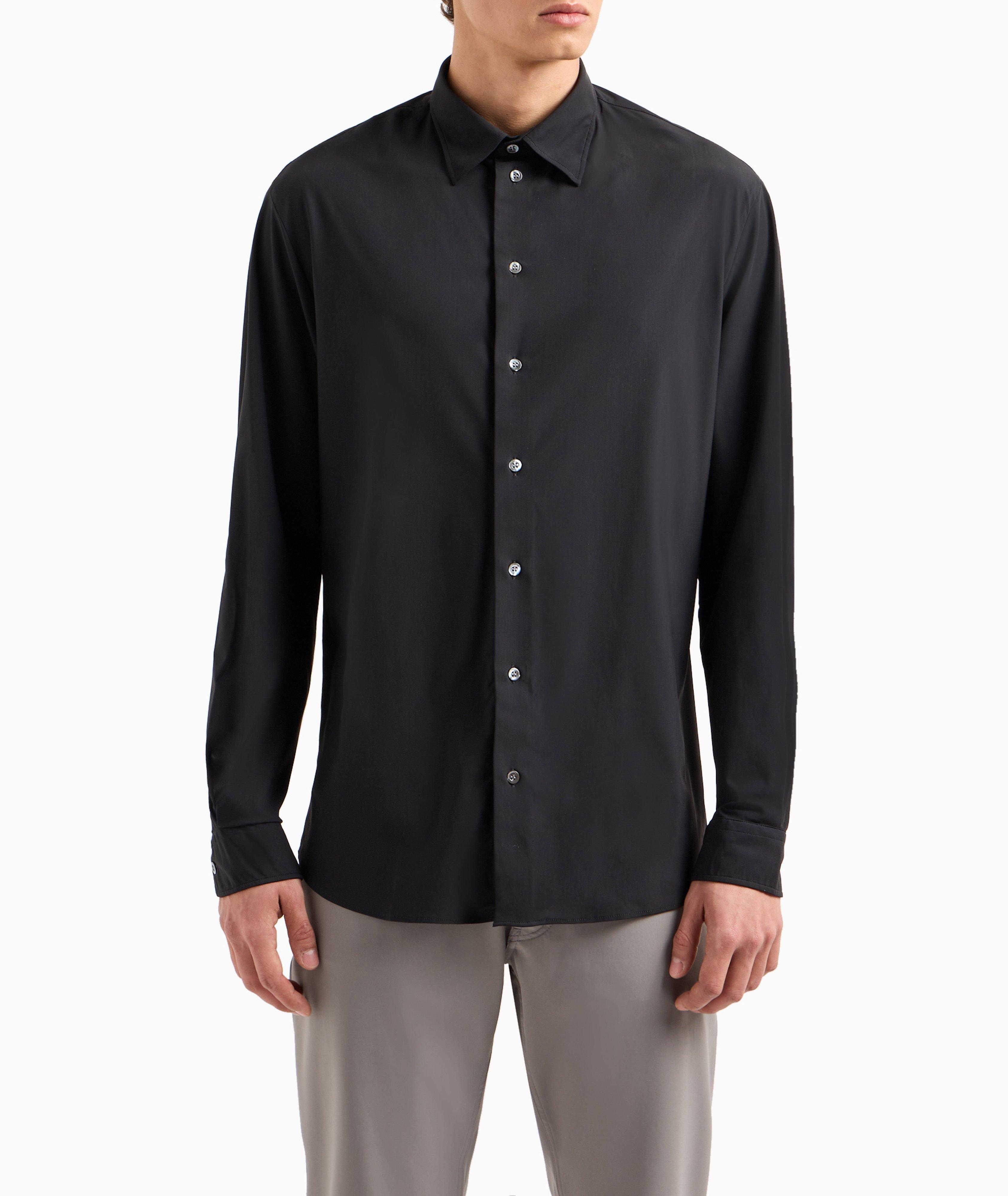 Windowpane Jacquard Cotton Sport Shirt