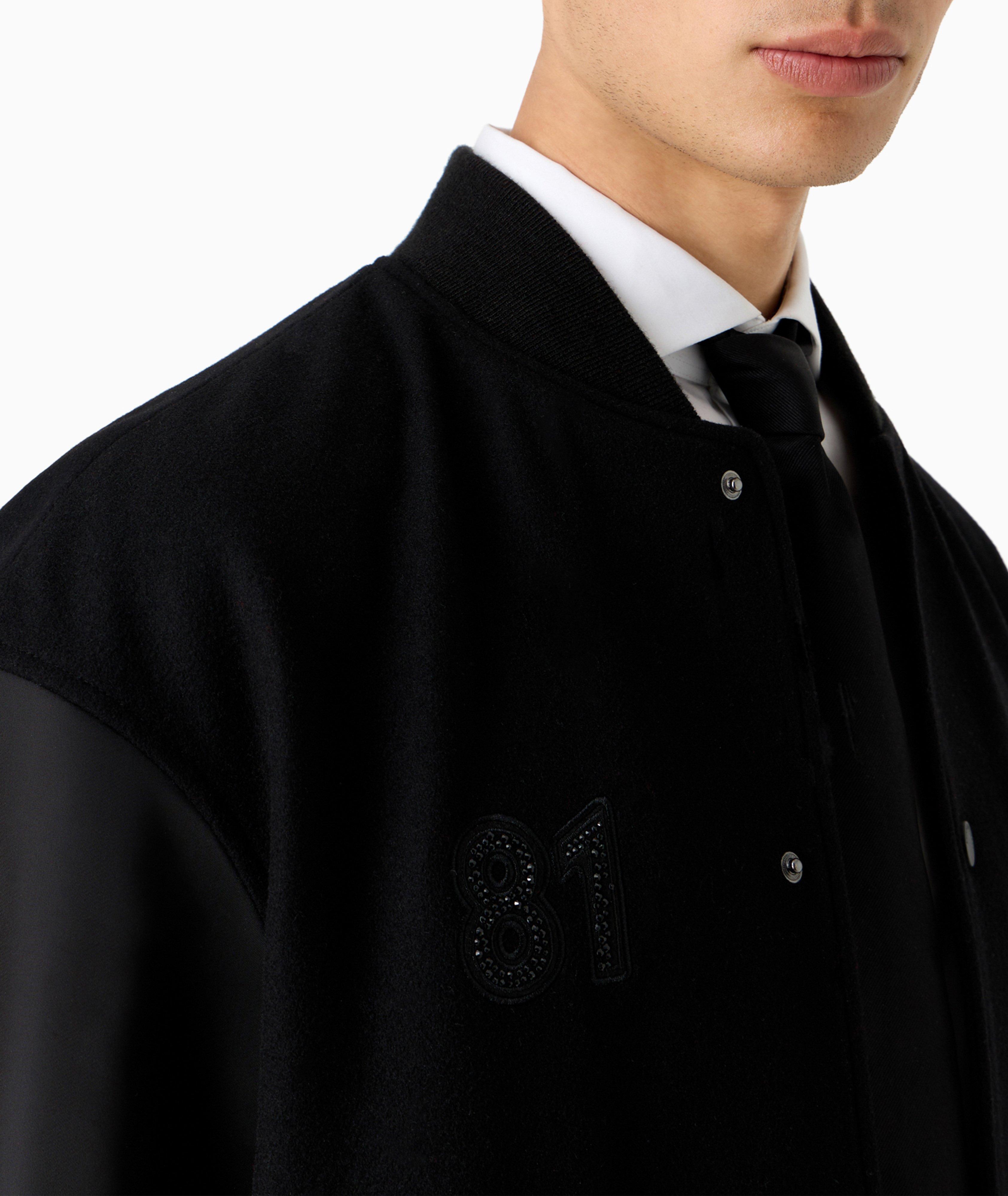Clubwear Capsule Collection Rhinestone Logo Virgin Wool-Blend Blouson Jacket image 3
