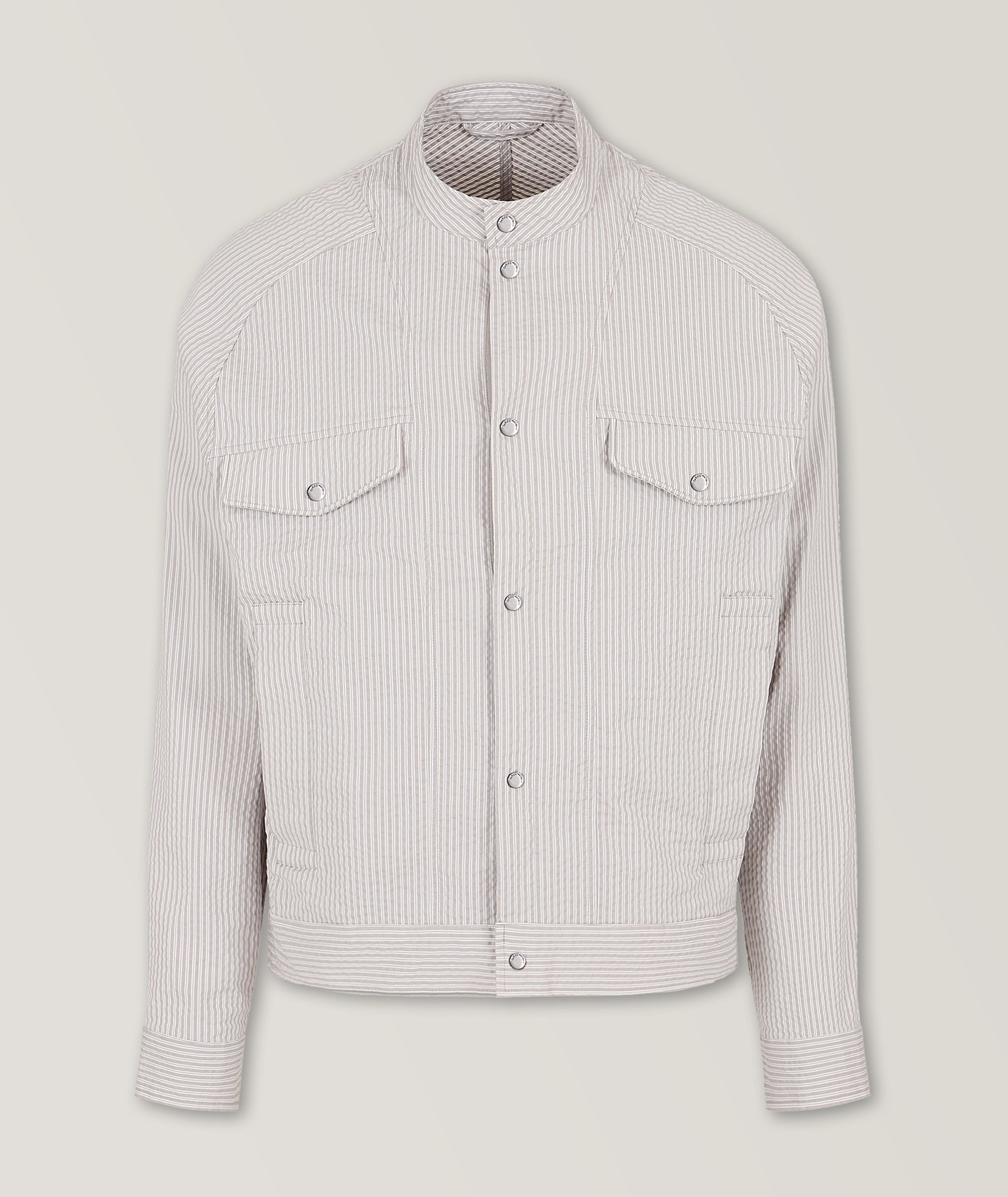 Striped Stretch-Cotton Blend Blouson Jacket image 0