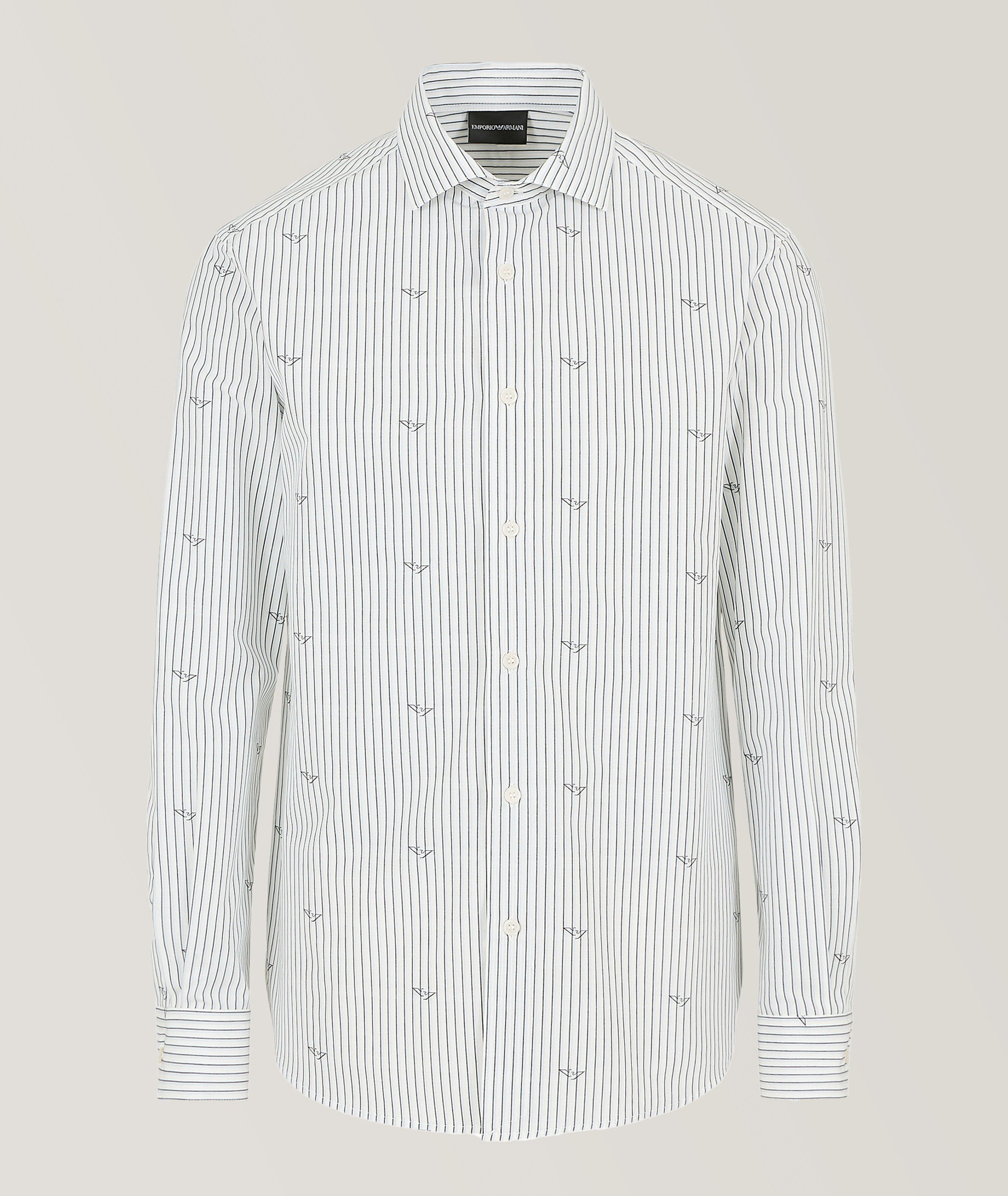 Pinstripe Eagle Jacquard Cotton Sport Shirt