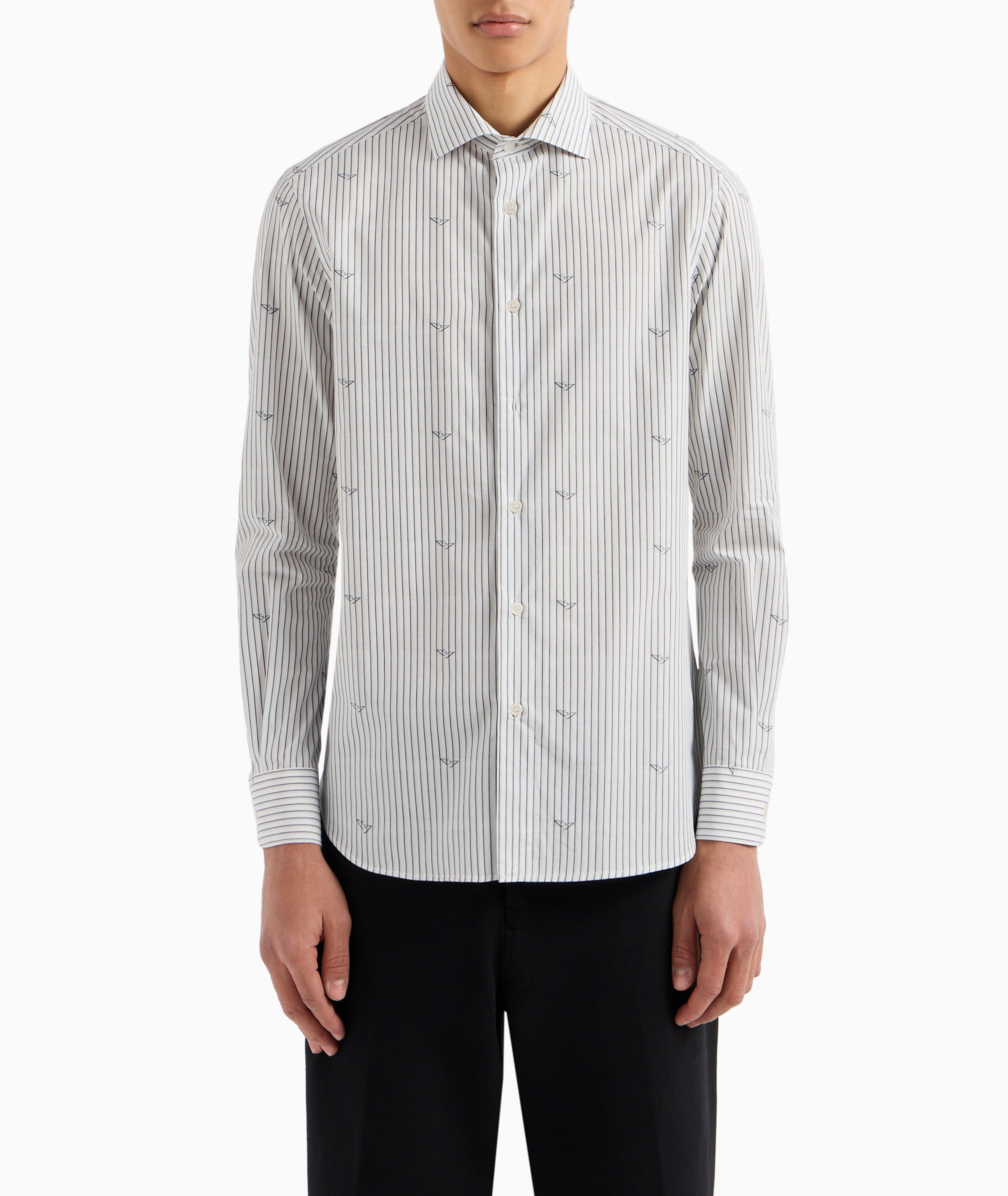 Pinstripe Eagle Jacquard Cotton Sport Shirt image 1