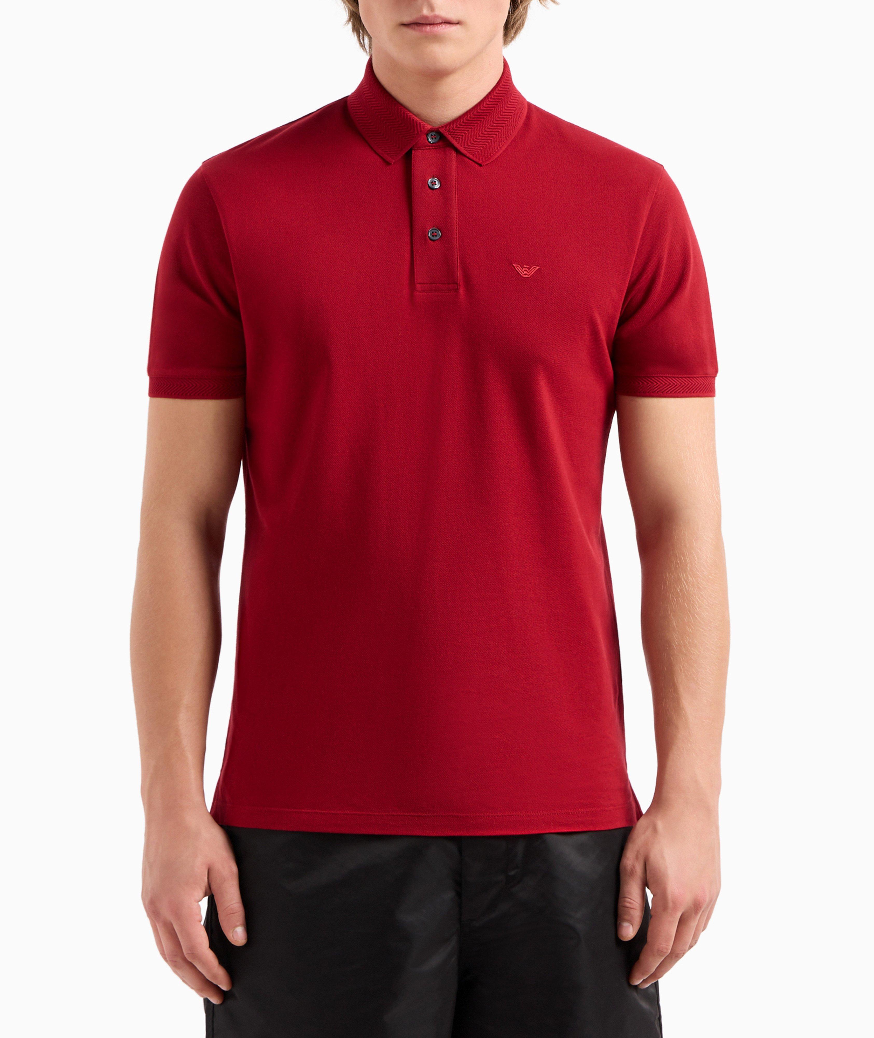 Pattern Trim Piqué Cotton Polo image 1