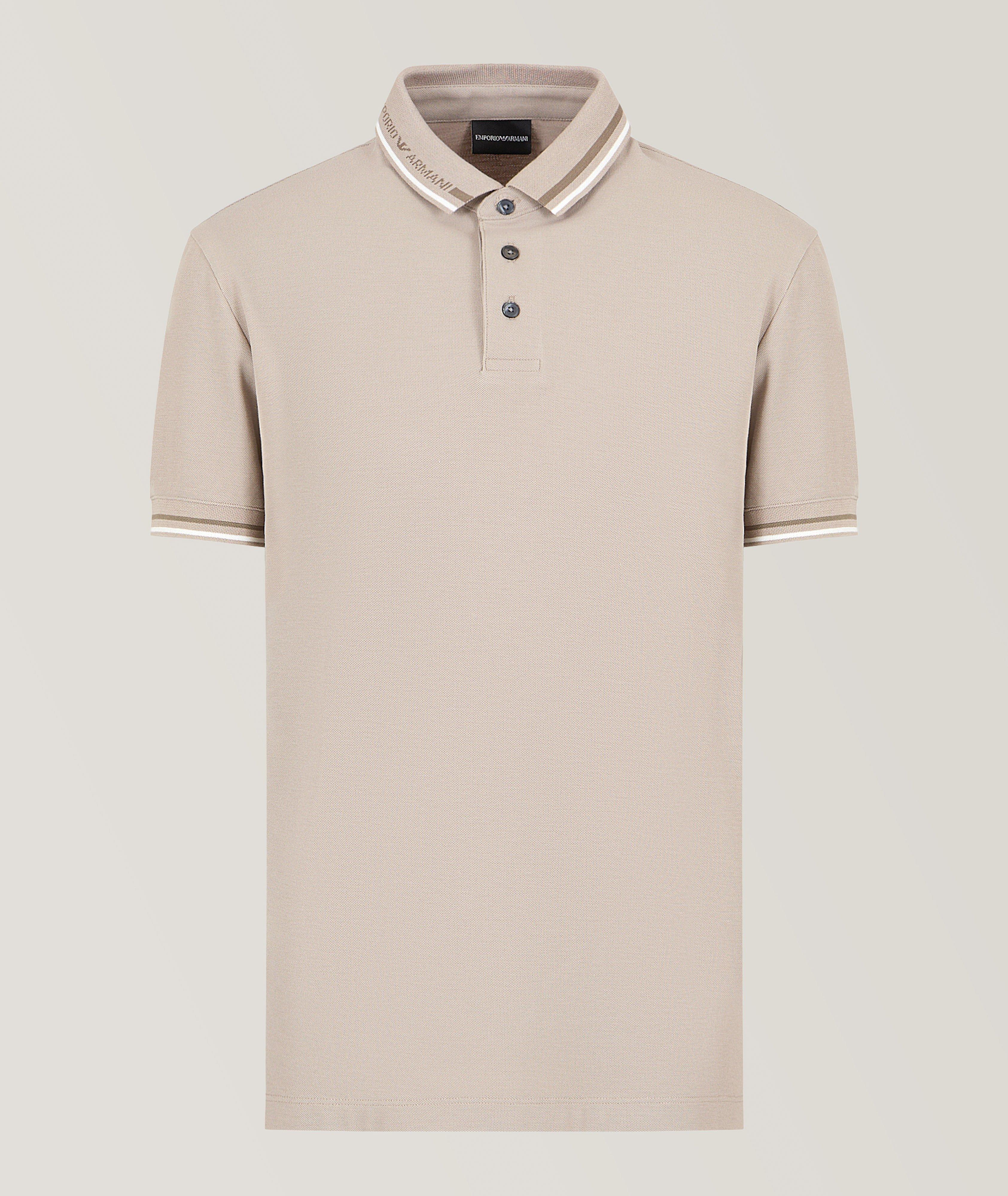 Contrast Stripe Collar Cotton Polo image 0