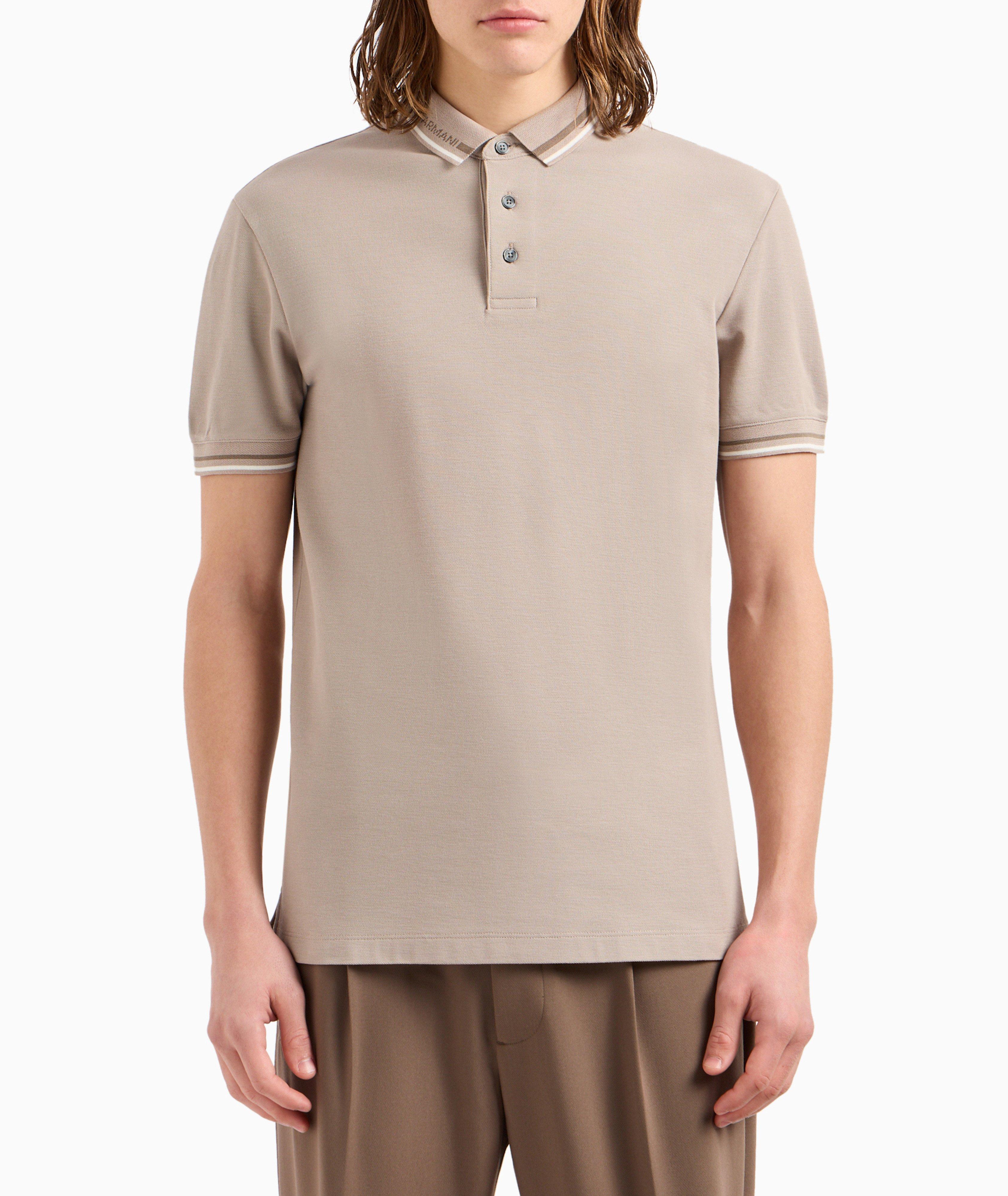 Contrast Stripe Collar Cotton Polo image 1