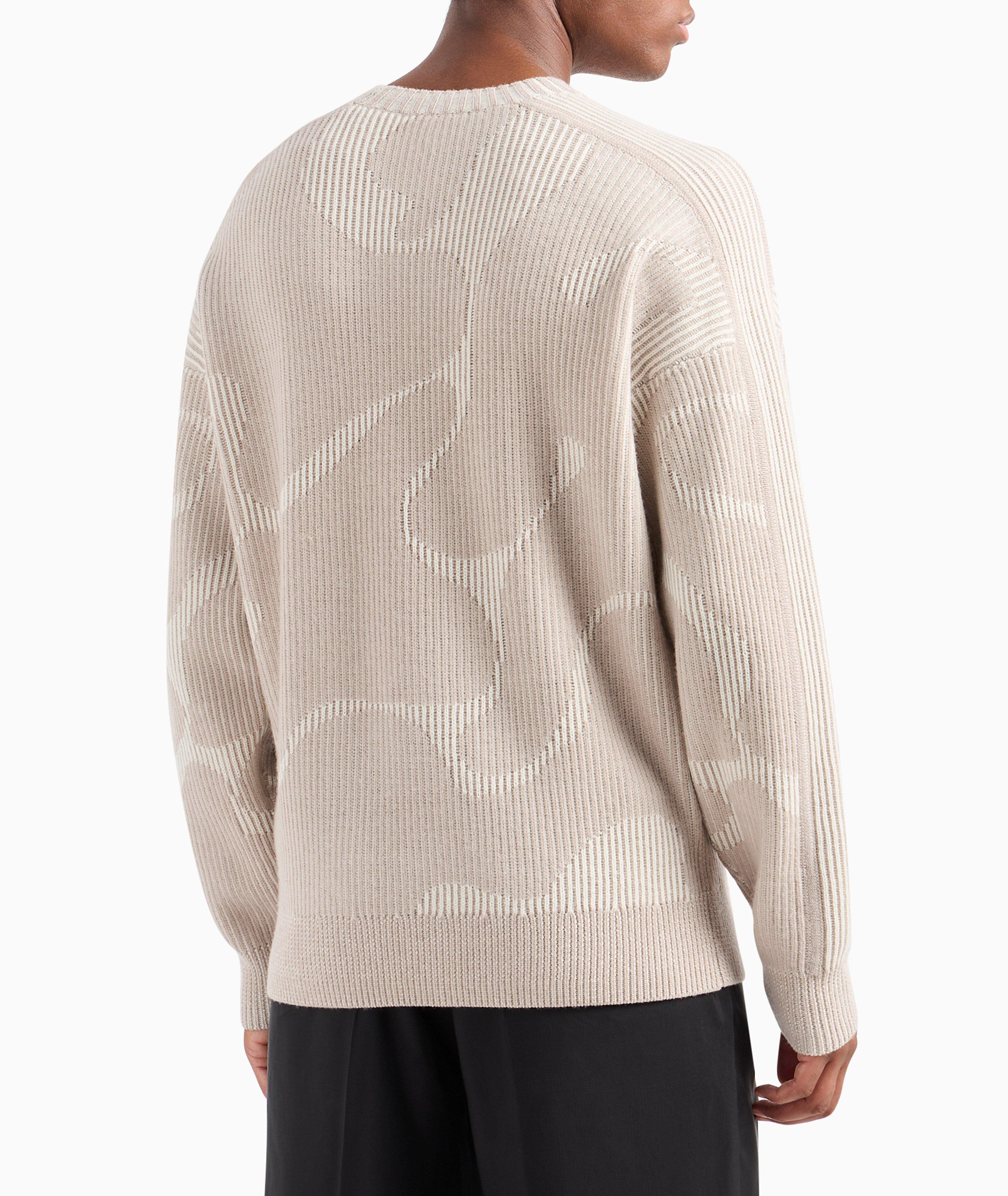 Abstract Jaquared Pattern Ribbed Knit Sweater  image 2