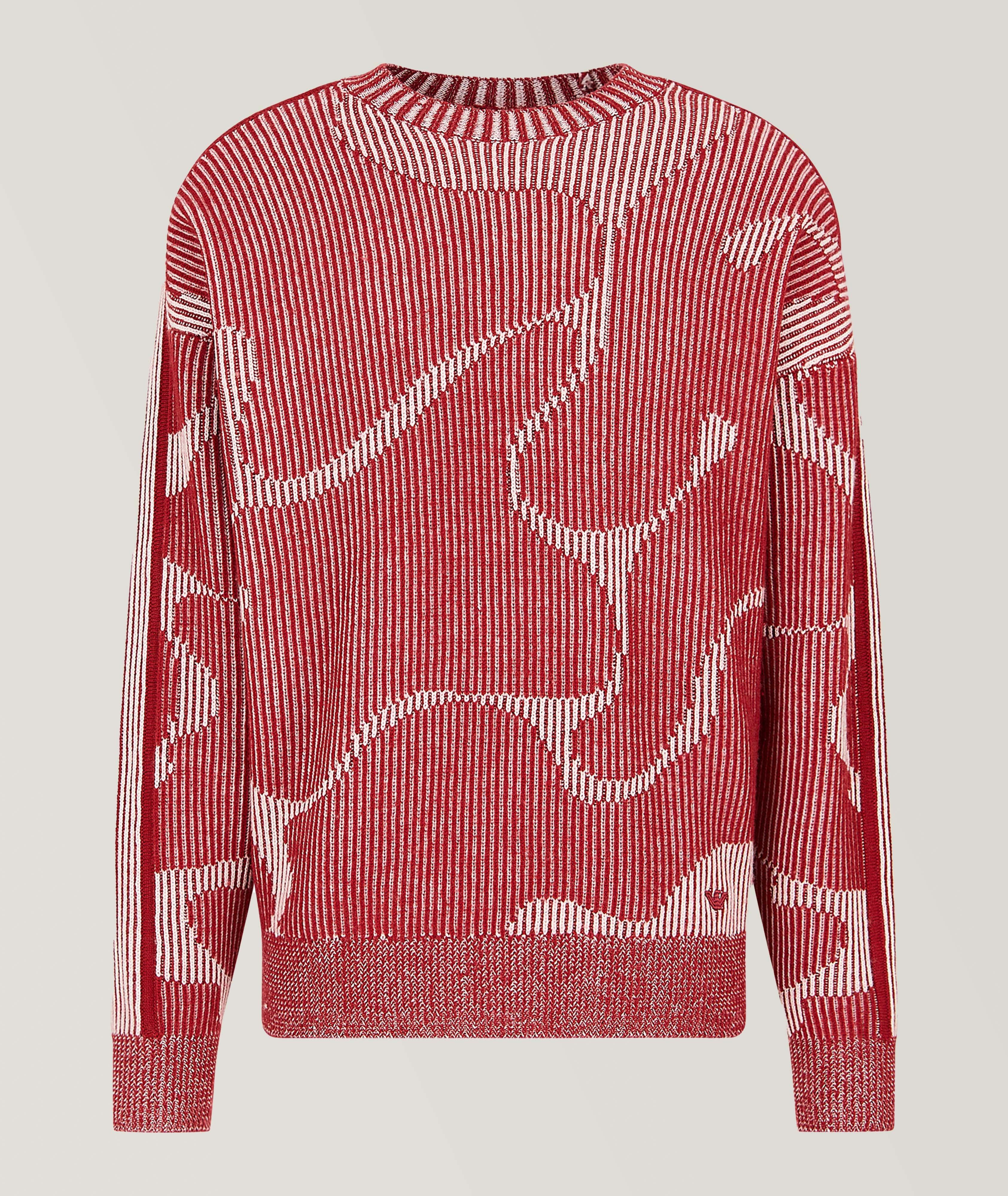 Abstract Jaquared Pattern Ribbed Knit Sweater  image 0
