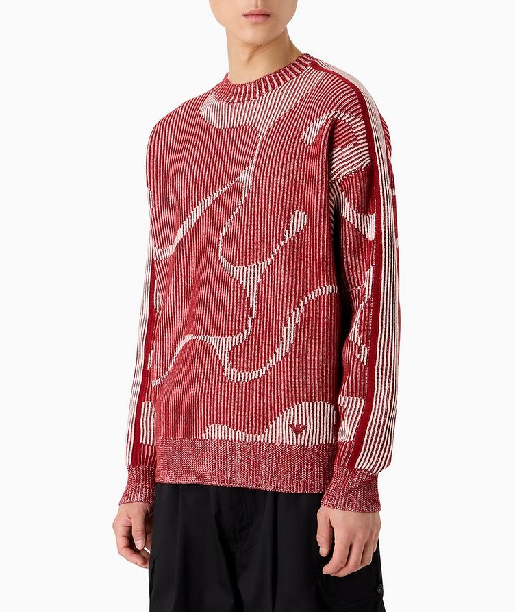 Abstract Jaquared Pattern Ribbed Knit Sweater  image 1
