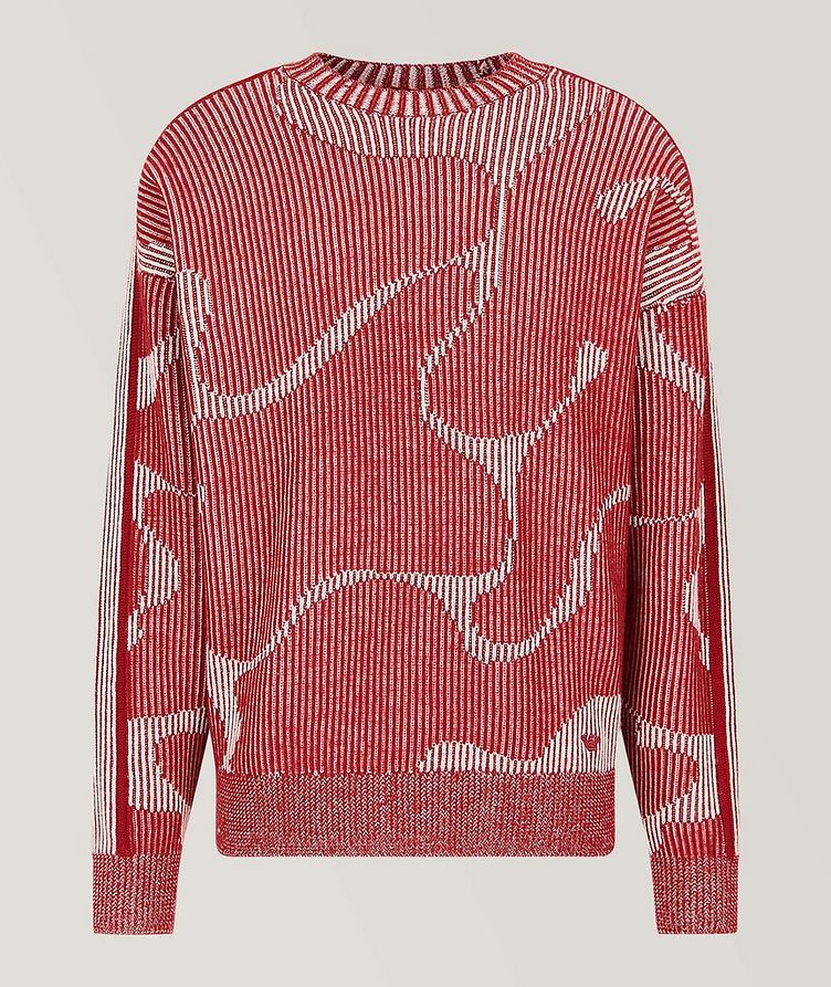 Abstract Jaquared Pattern Ribbed Knit Sweater  image 0