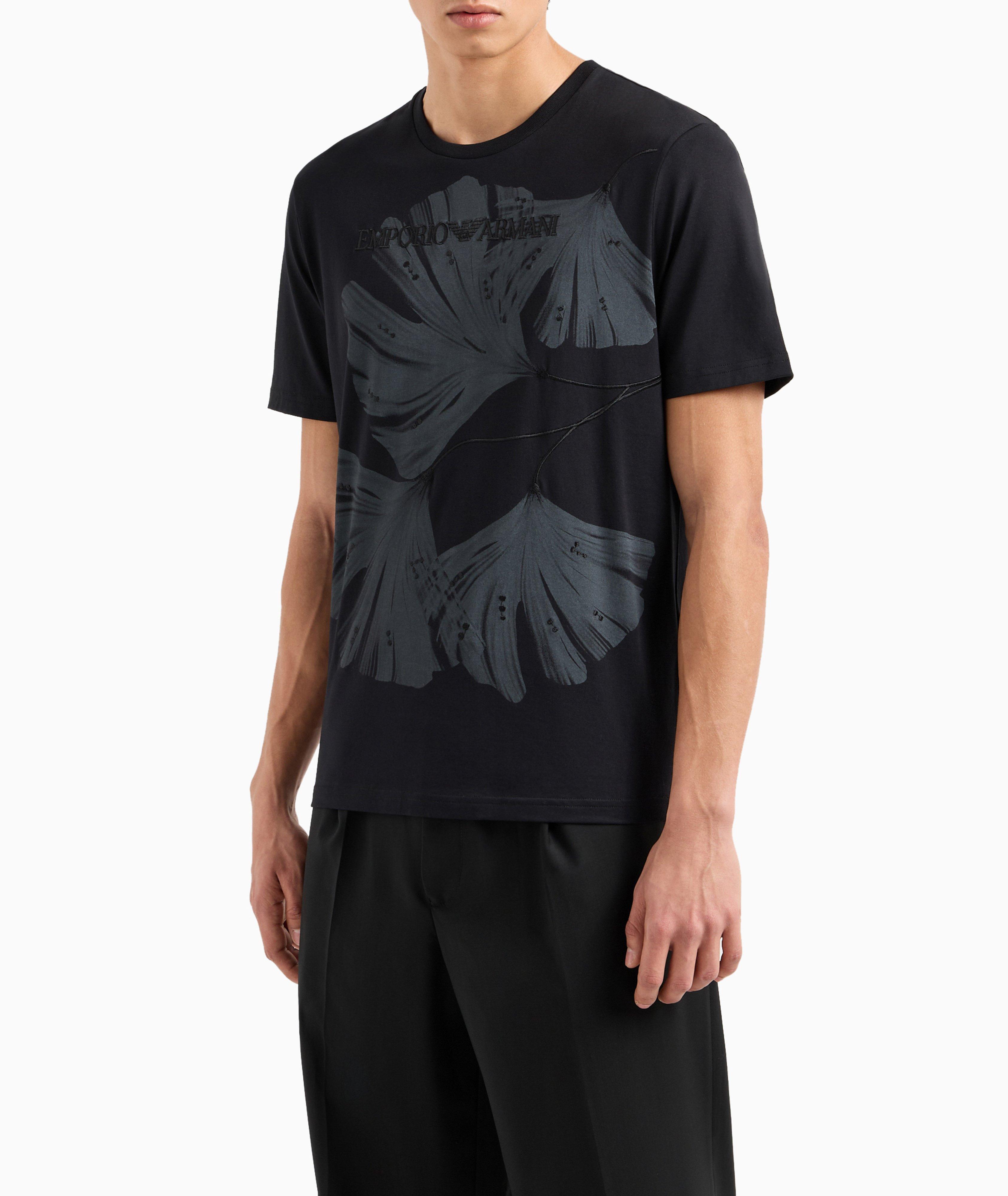 Leaf Print Cotton Jersey T-Shirt image 1