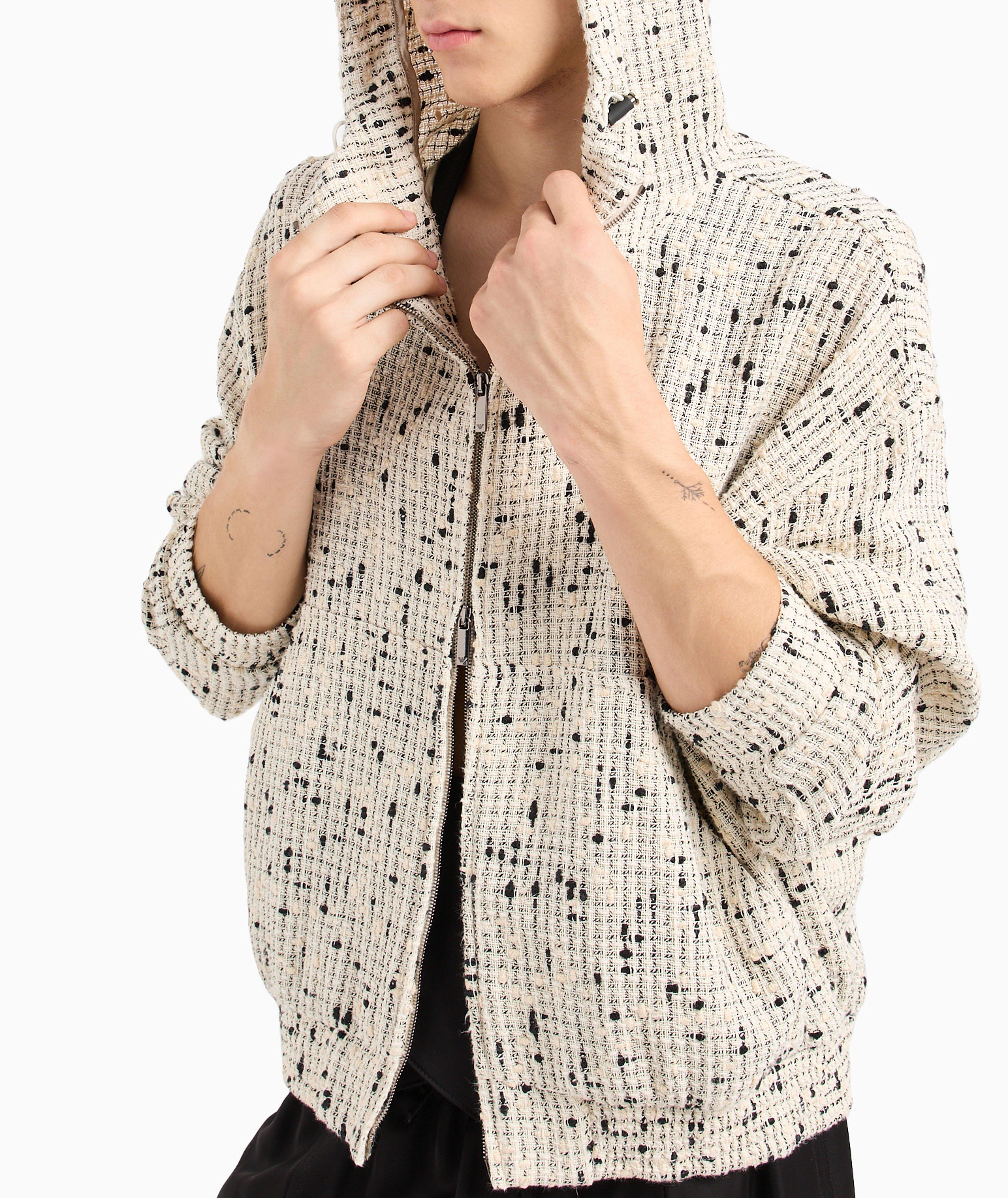 Emporio Armani Shearling Linen-Cotton Hooded Sweater | Coats | Harry Rosen