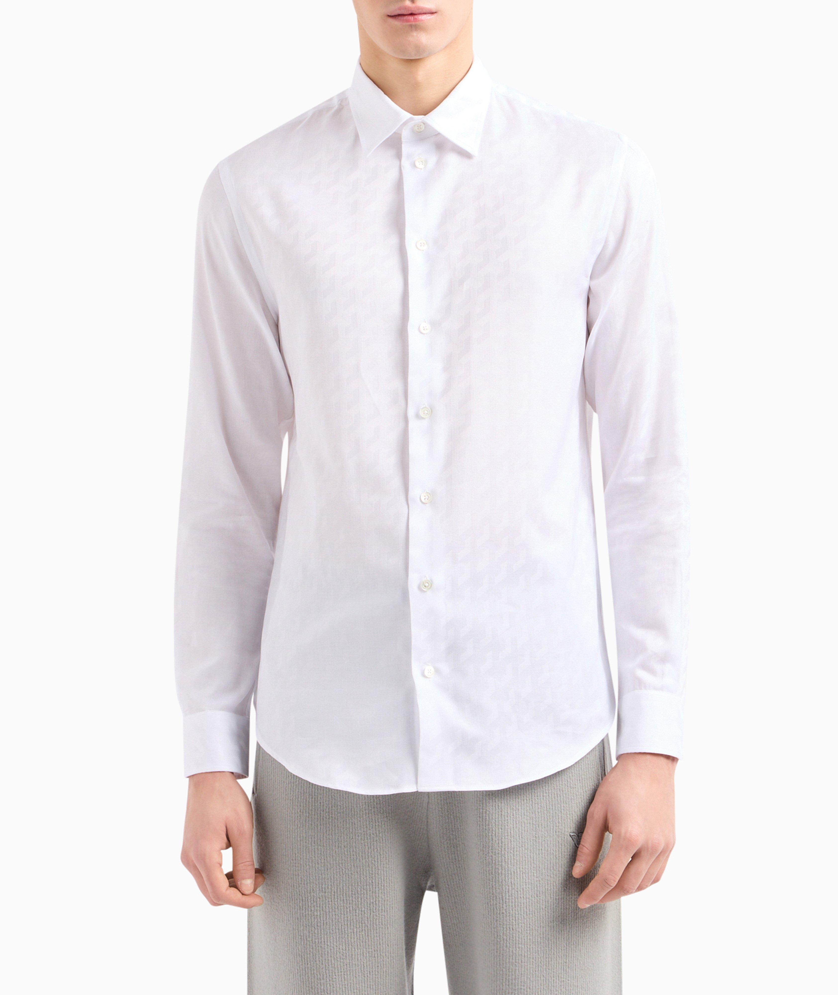 Geometric Jacquard Cotton Sport Shirt