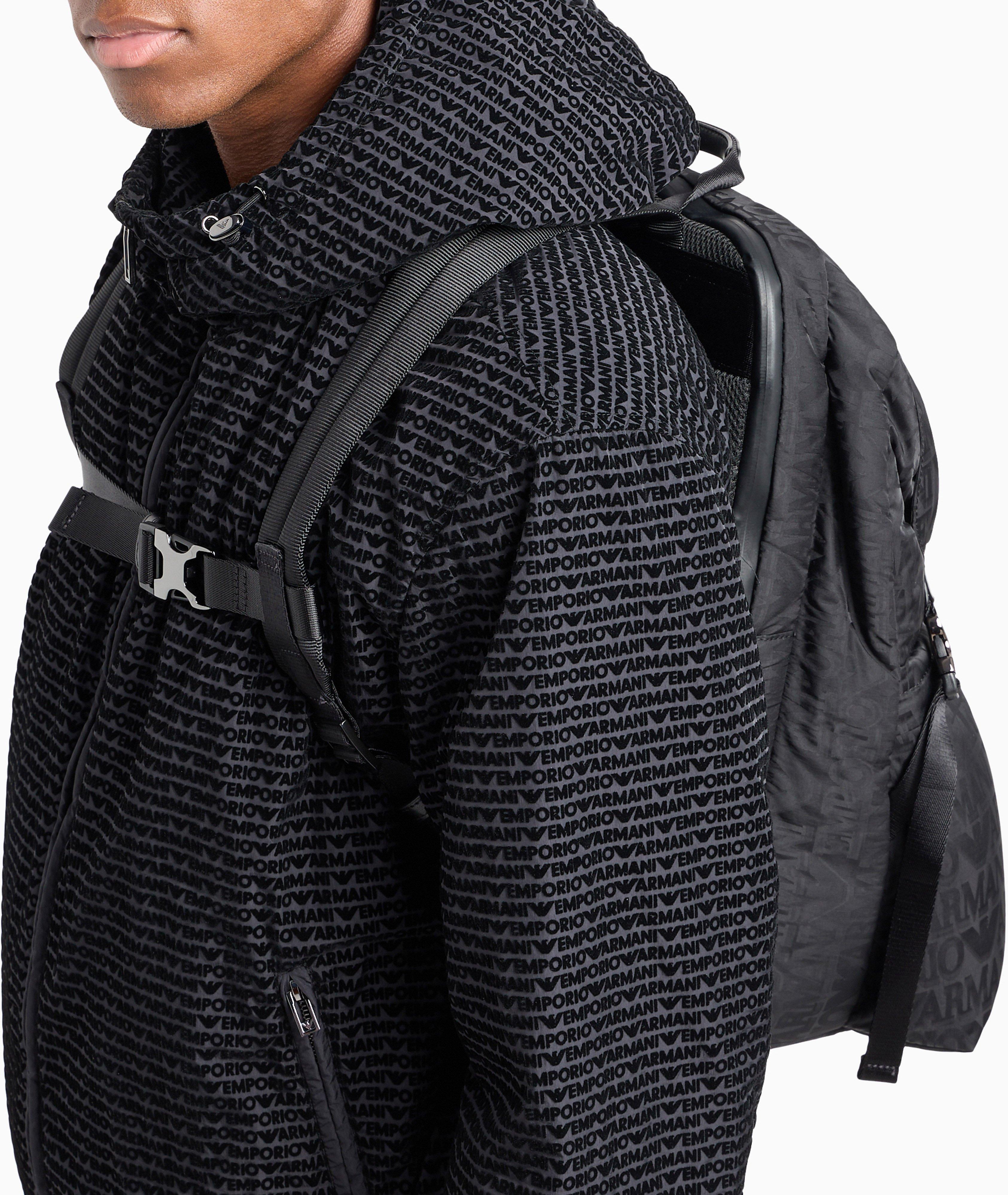 Tonal Allover Jacquard Logo Nylon Backpack image 6