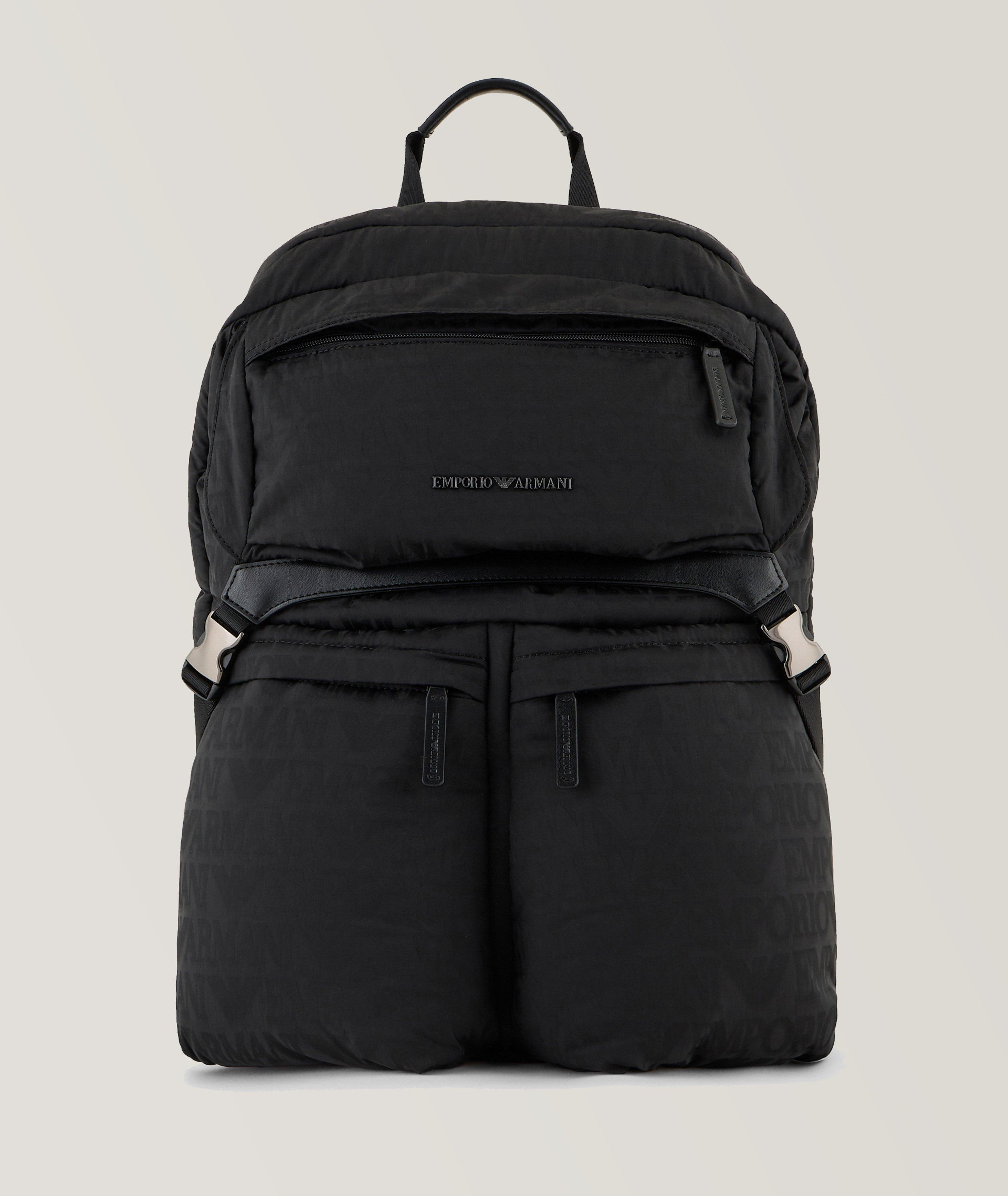 Tonal Allover Jacquard Logo Nylon Backpack image 0