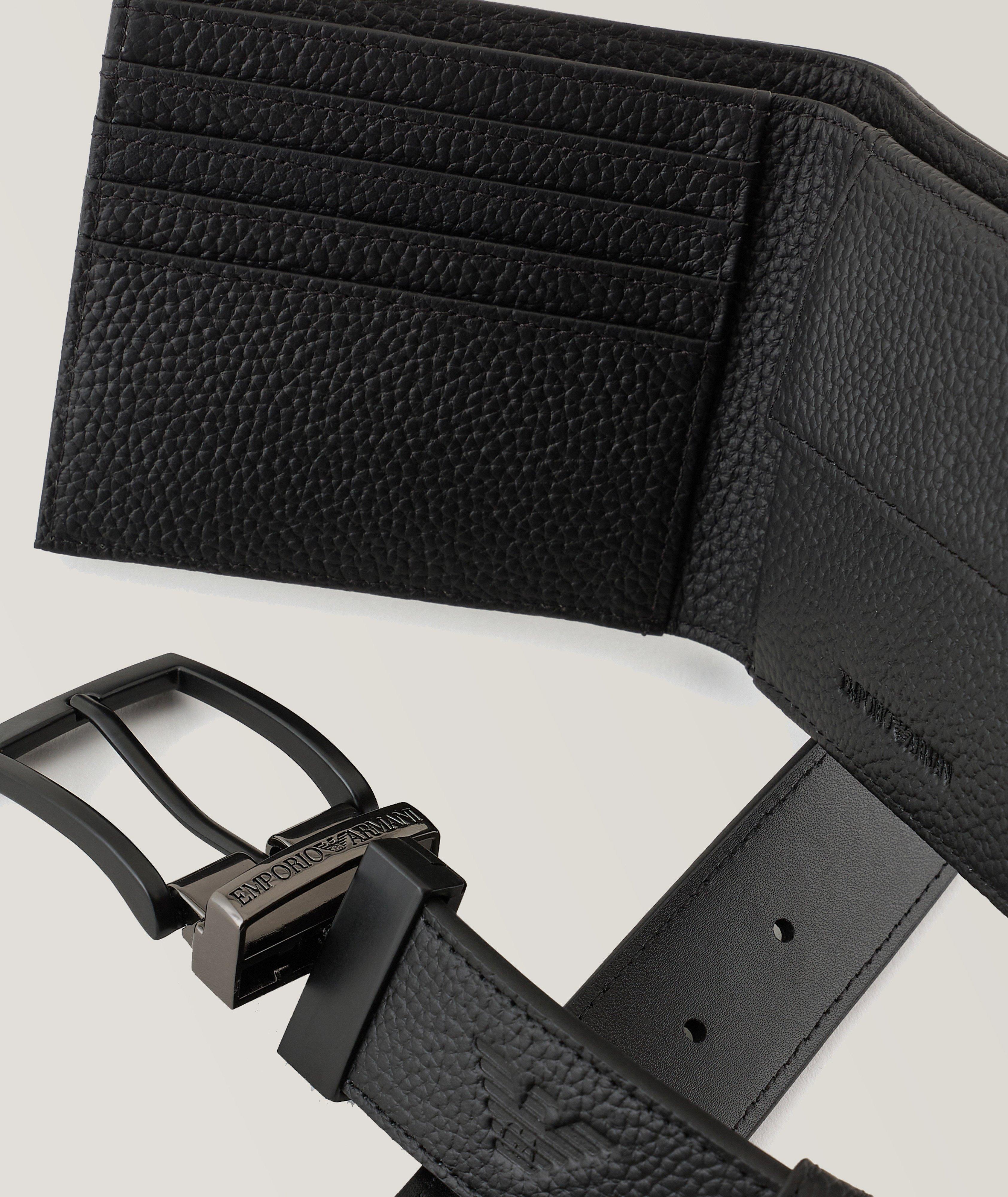 Emporio Armani All-Over Eagle Embossed Leather Bifold Wallet | Wallets ...