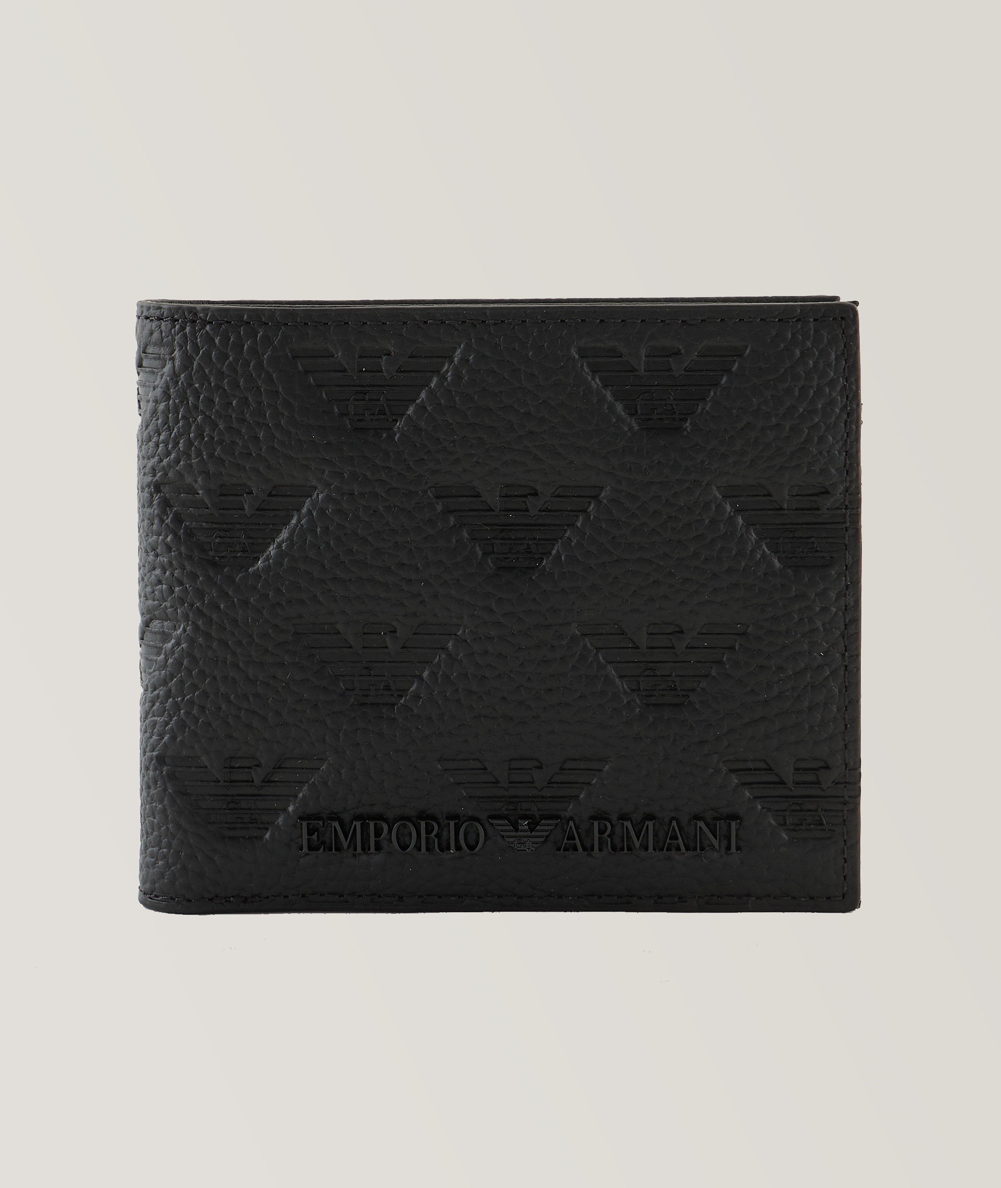 Emporio Armani All-Over Eagle Embossed Leather Bifold Wallet | Wallets ...