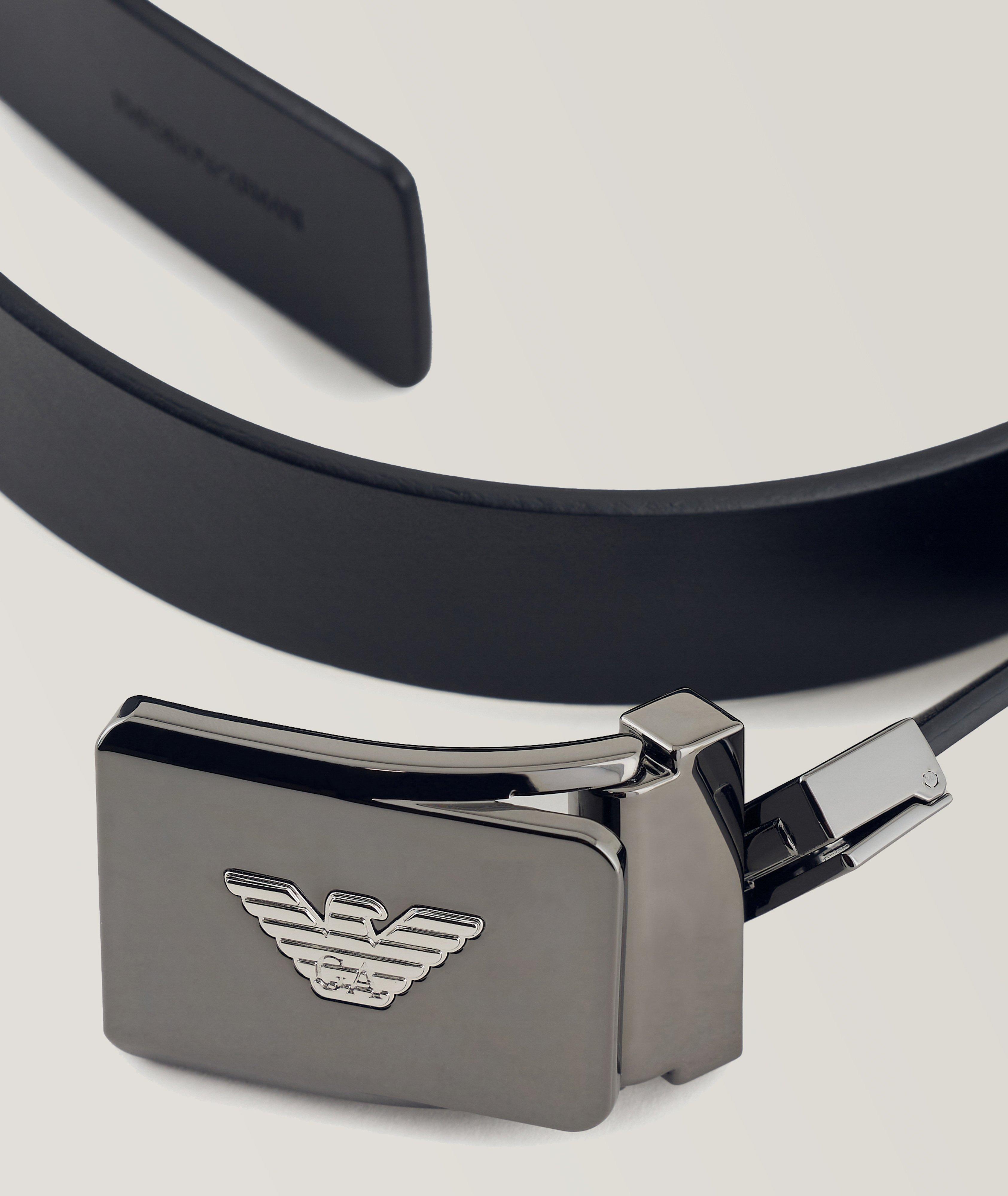 Leather Logo Embossed Plaque Buckle Belt image 2