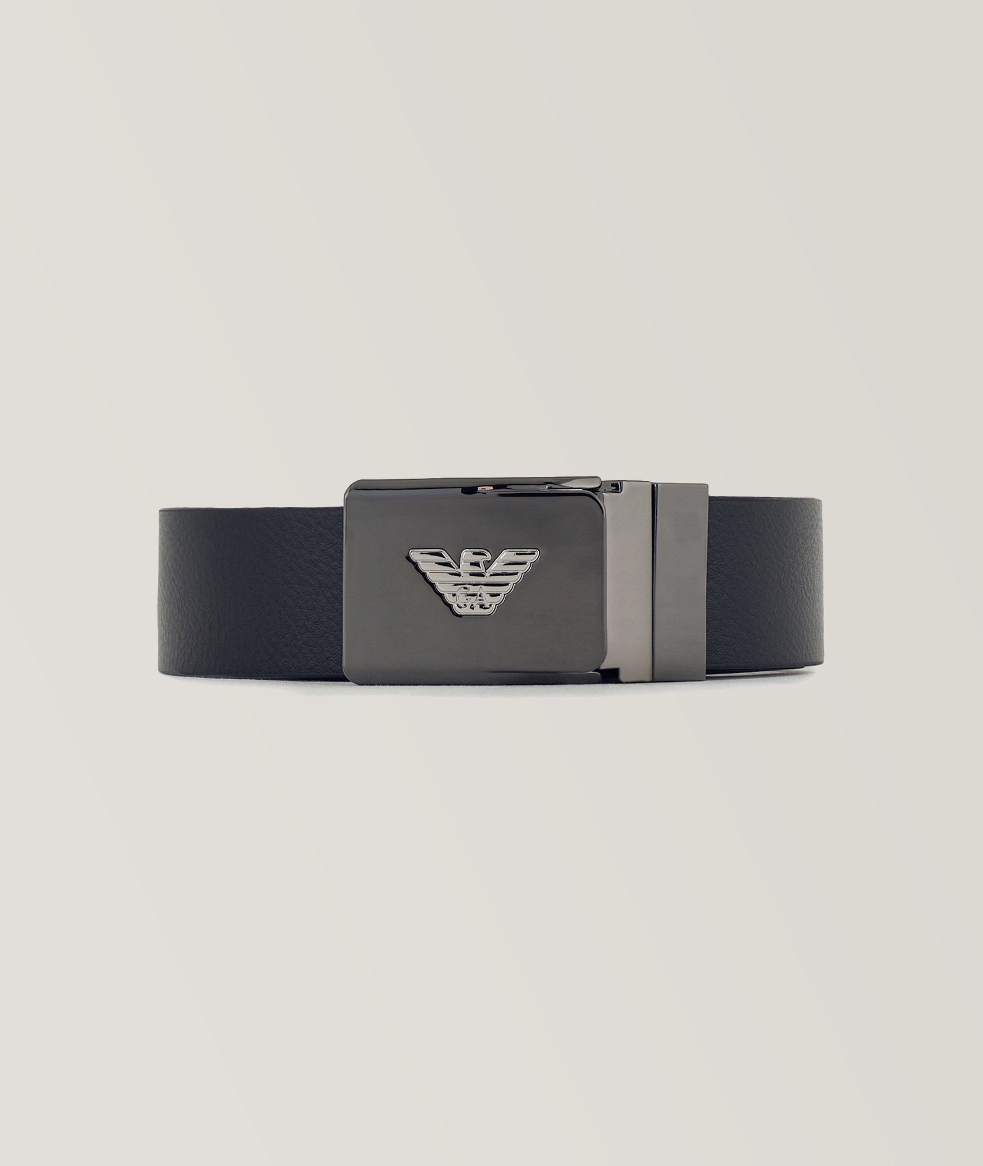 Leather Logo Embossed Plaque Buckle Belt image 0