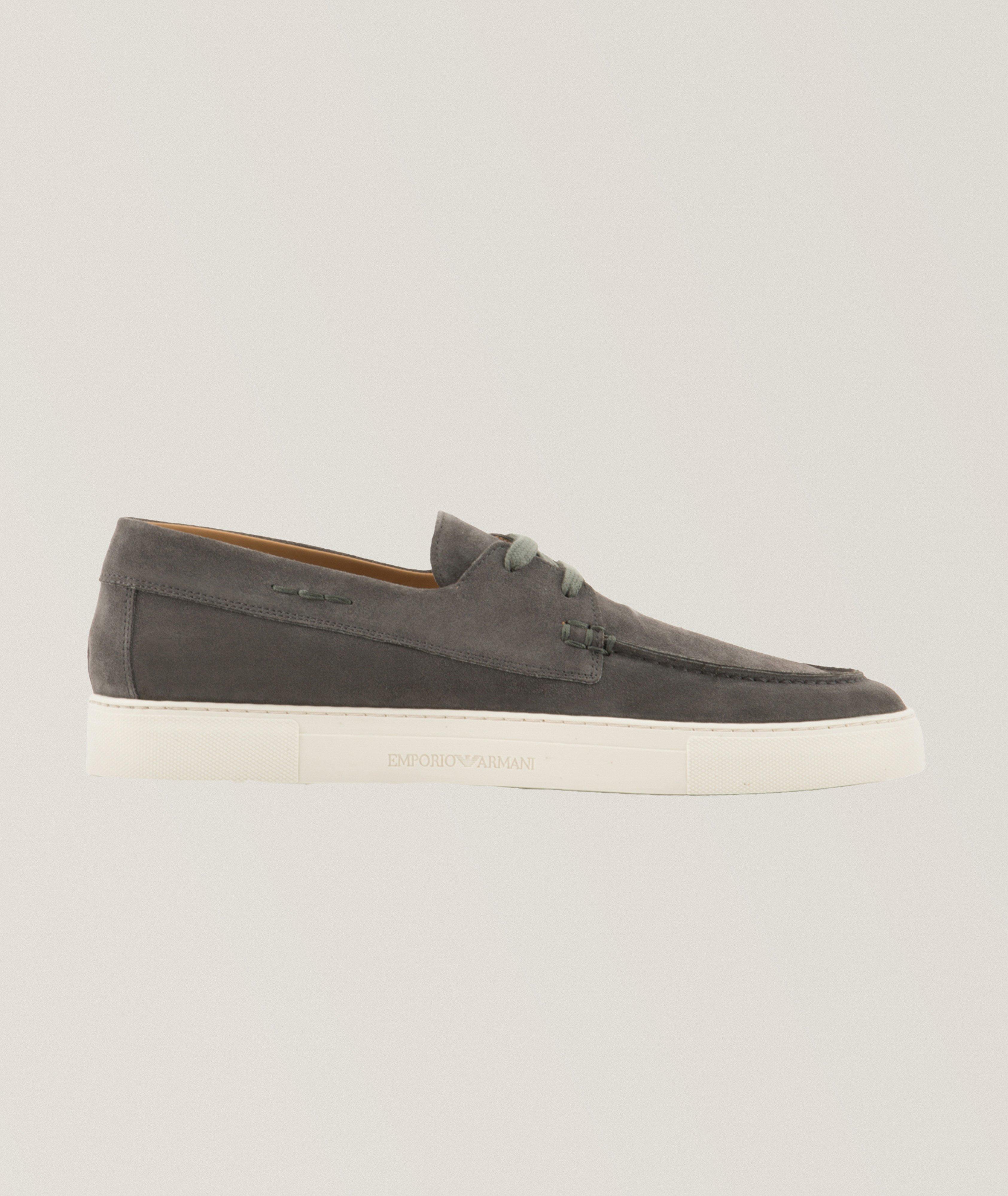 Emporio Armani Crust Leather Boat Shoes Yorkdale Mall