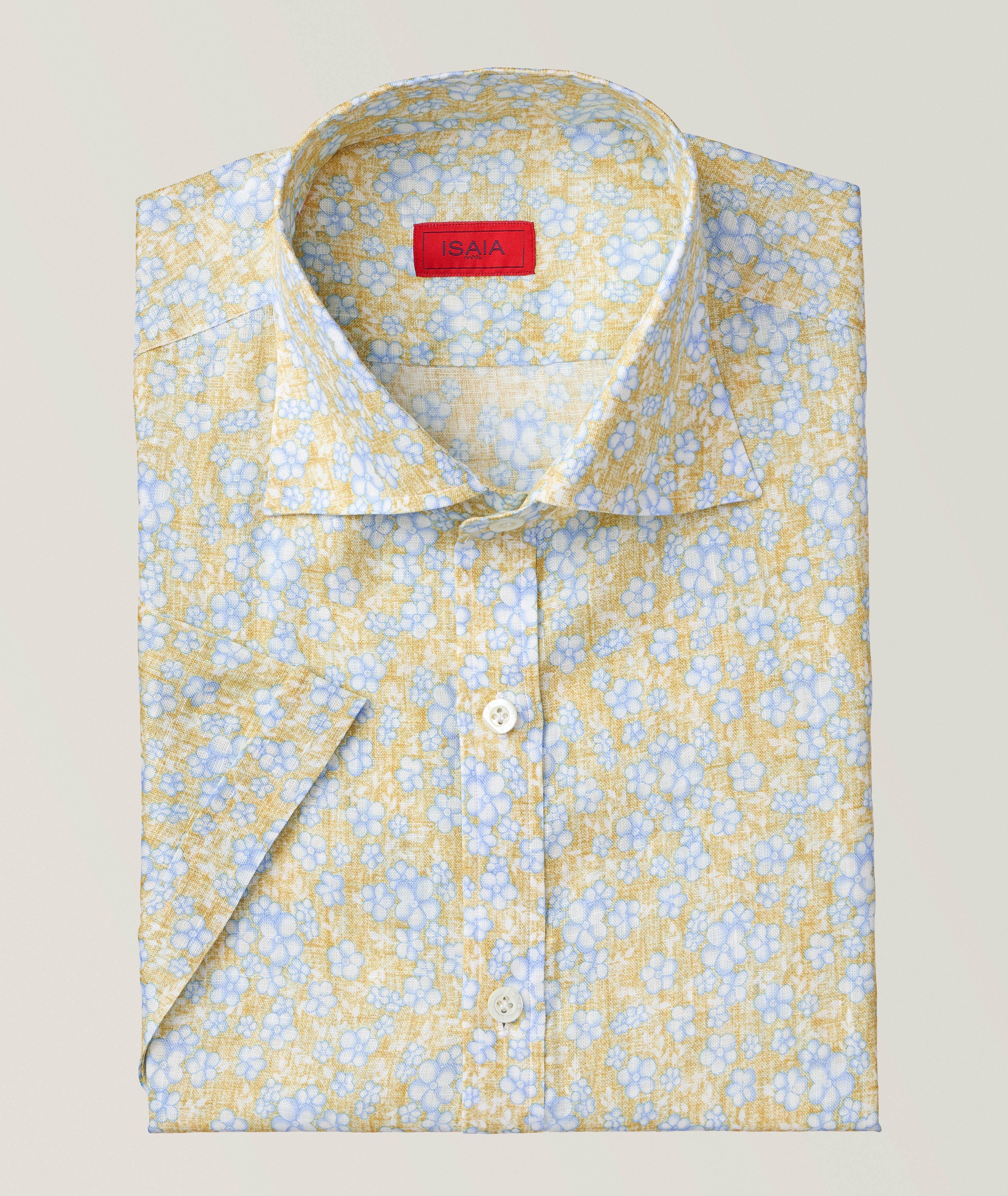 Isaia Floral Linen Sport Shirt