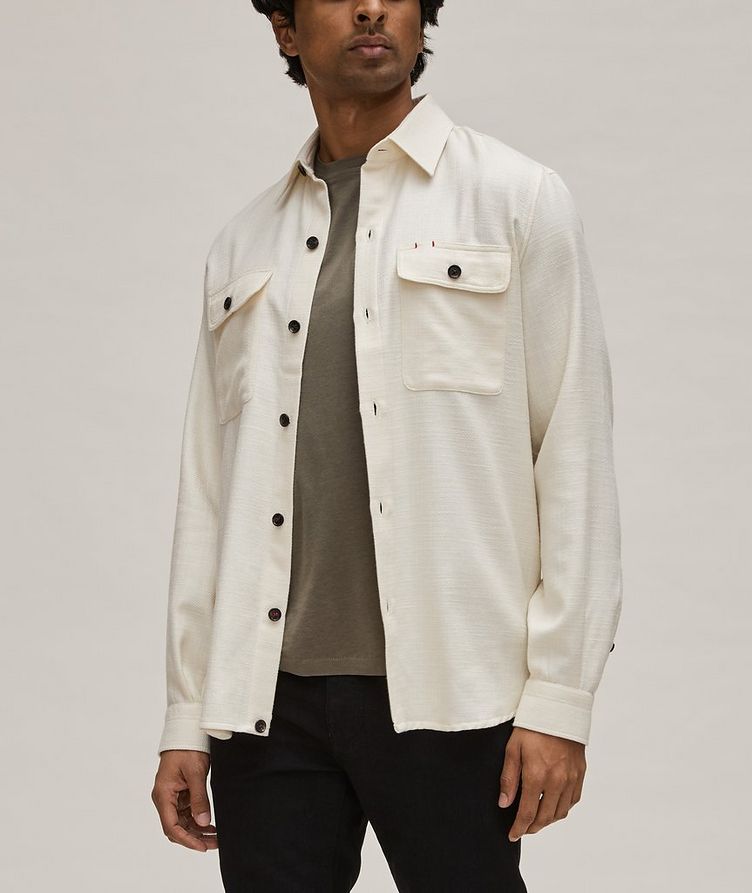 Textured Silk, Cotton & Cashmere Overshirt  image 1