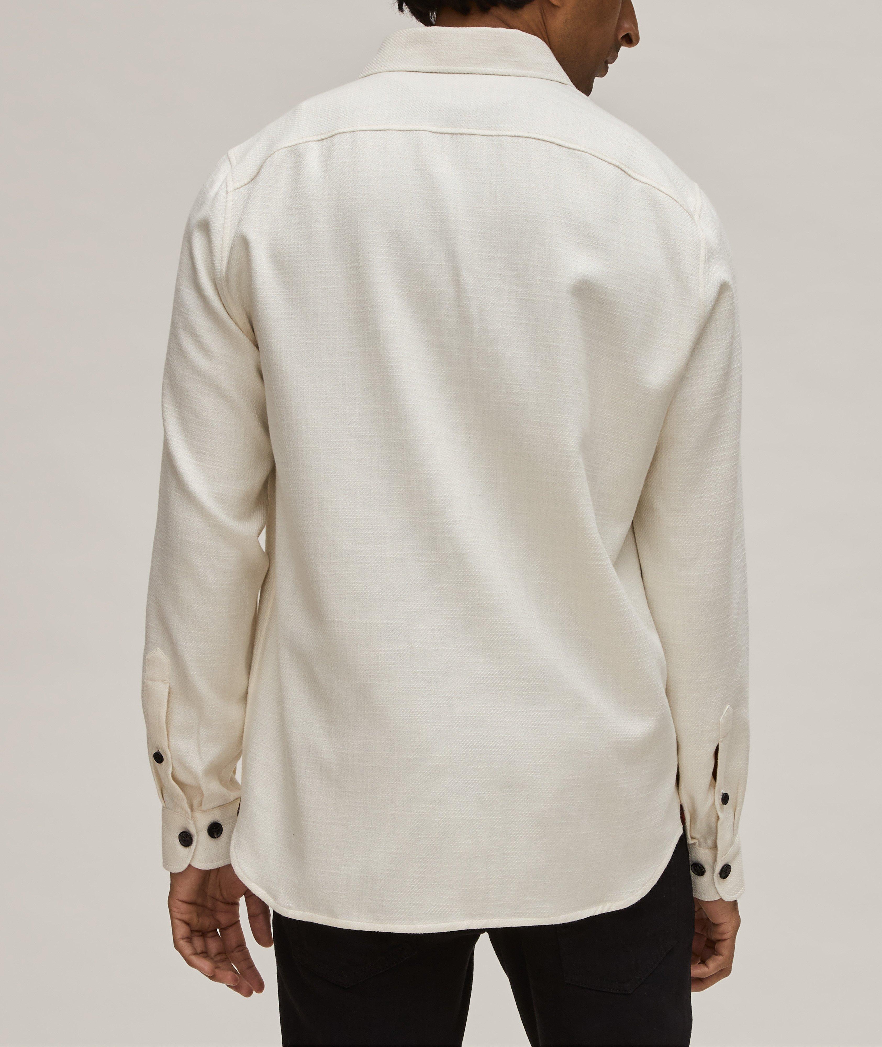 Textured Silk, Cotton & Cashmere Overshirt  image 2