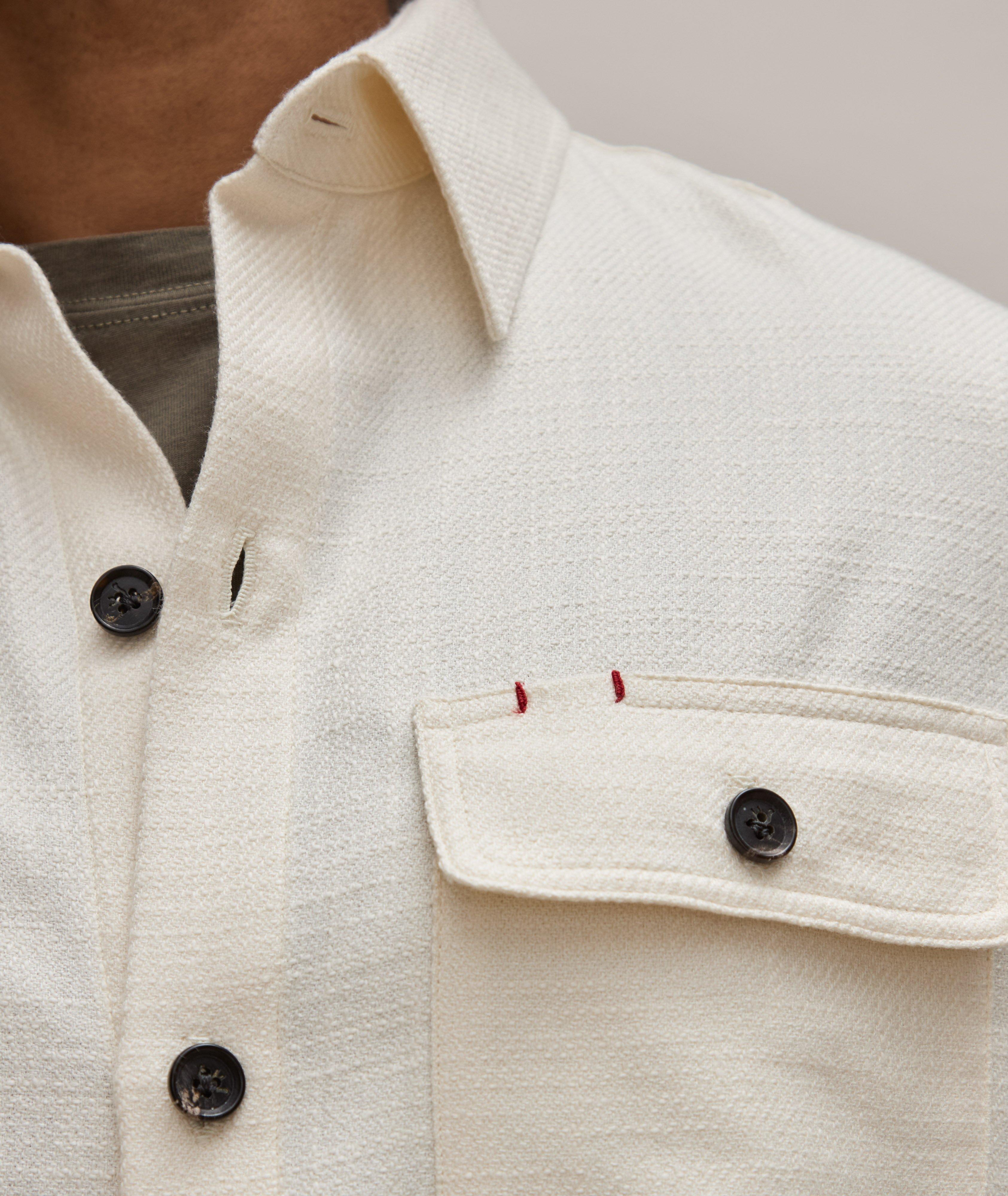 Textured Silk, Cotton & Cashmere Overshirt  image 3