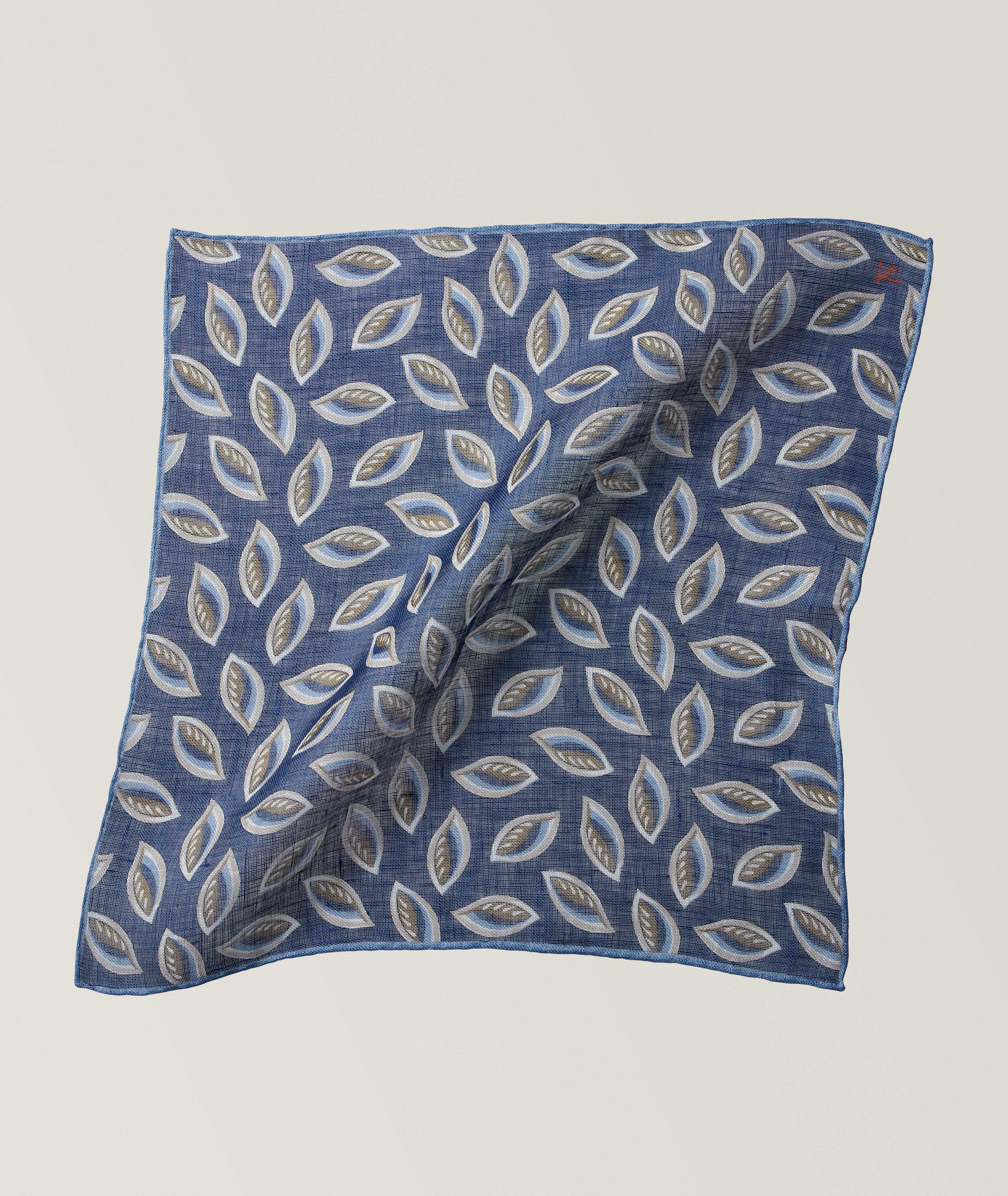 Mouchoir de poche en lin à motif de feuilles image 0