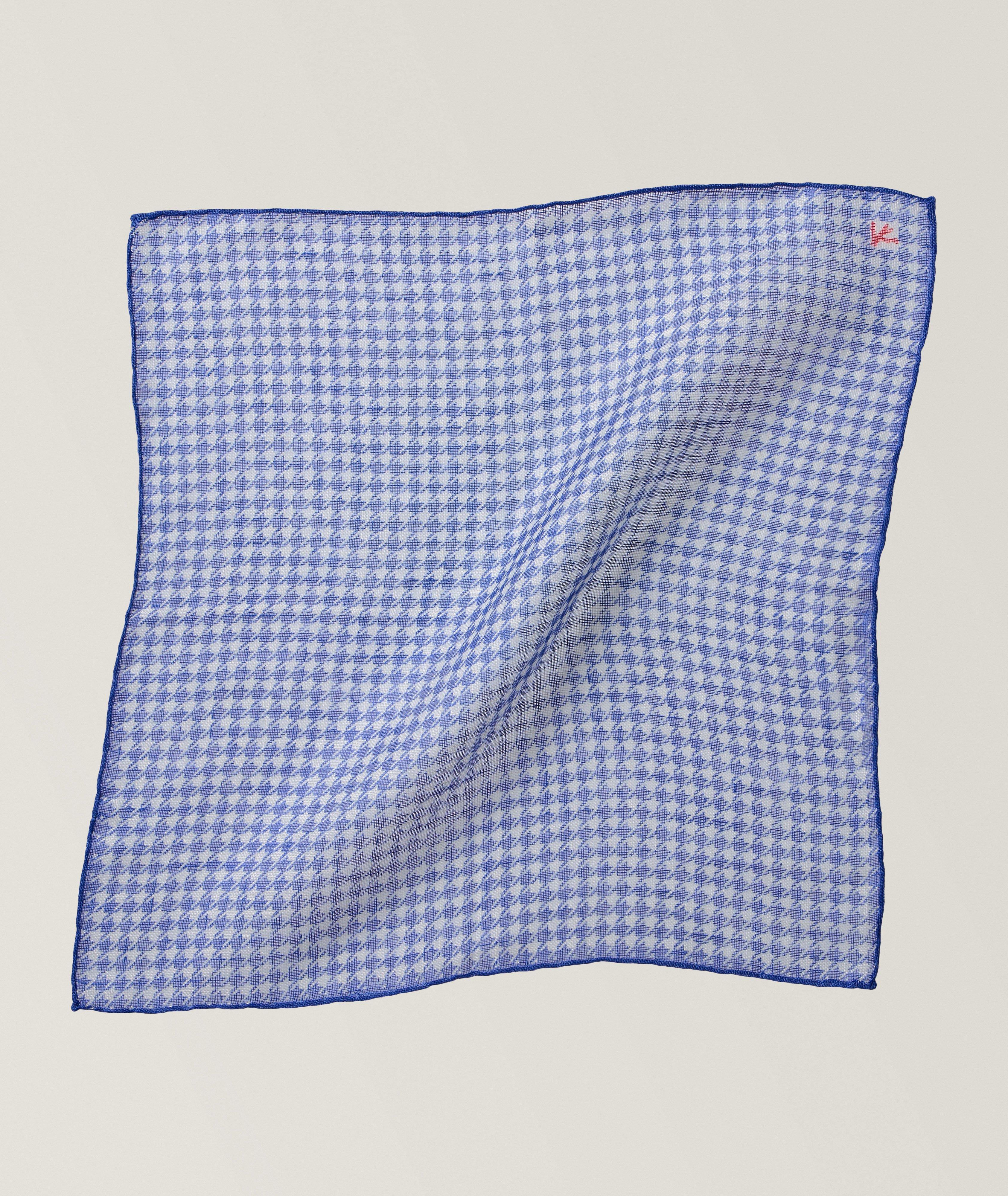 Houndstooth Linen Pocket Square