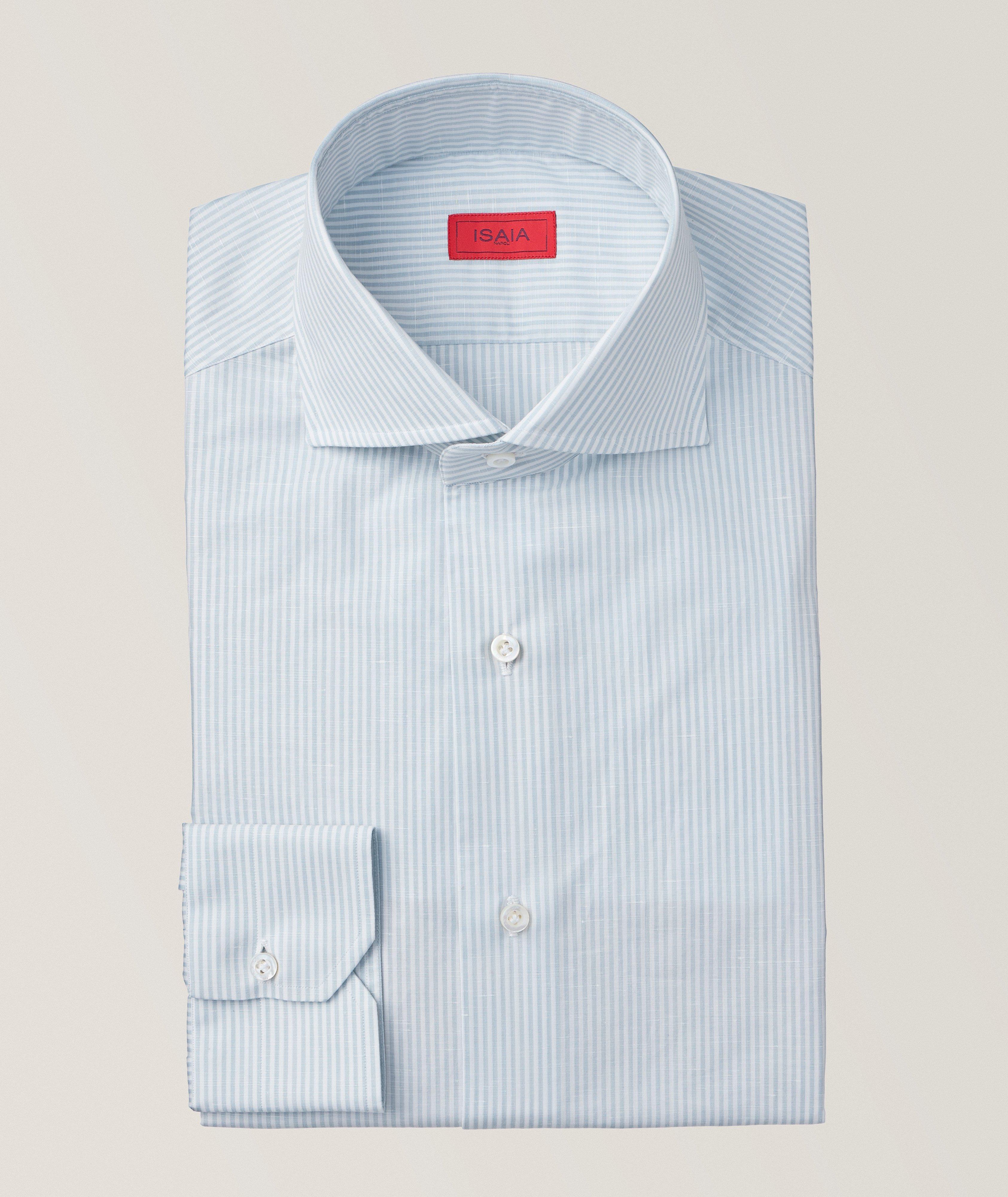 Fine Bengal Stripe Cotton-Linen Dress Shirt