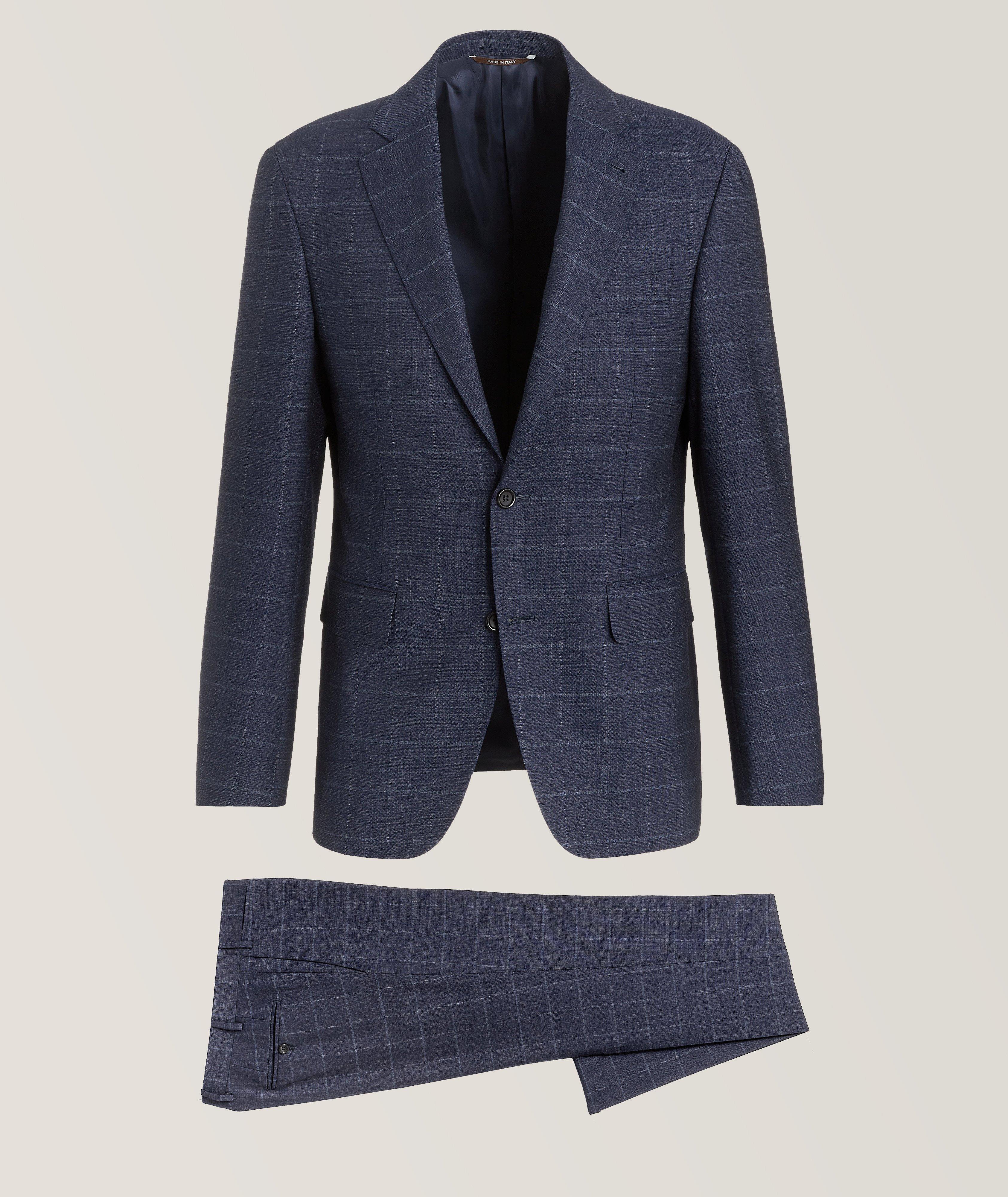 Kei Windowpane Denim Effect Wool Sport Jacket