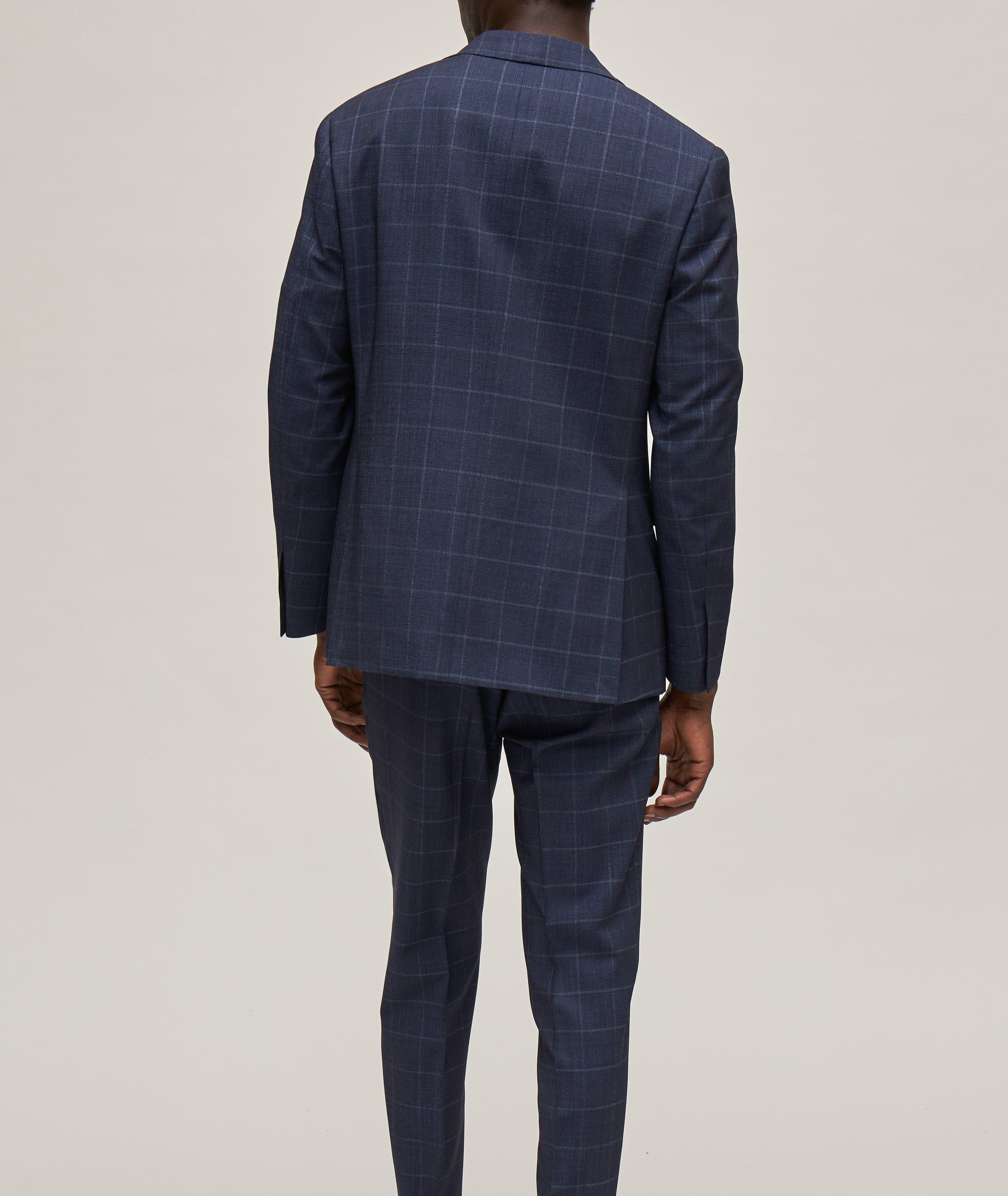 Kei Windowpane Denim Effect Wool Sport Jacket