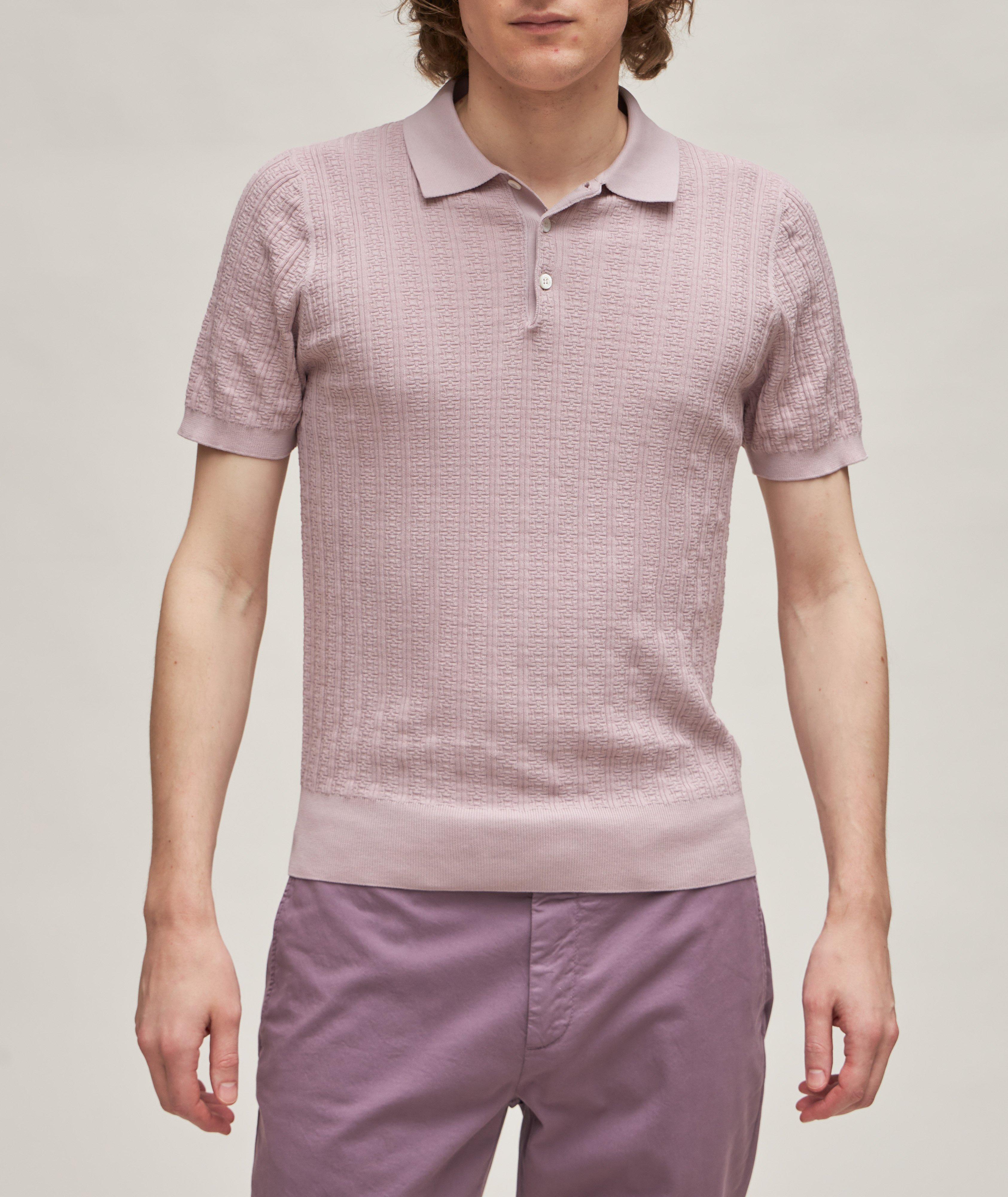 Geometric Textured Woven Cotton Polo image 1